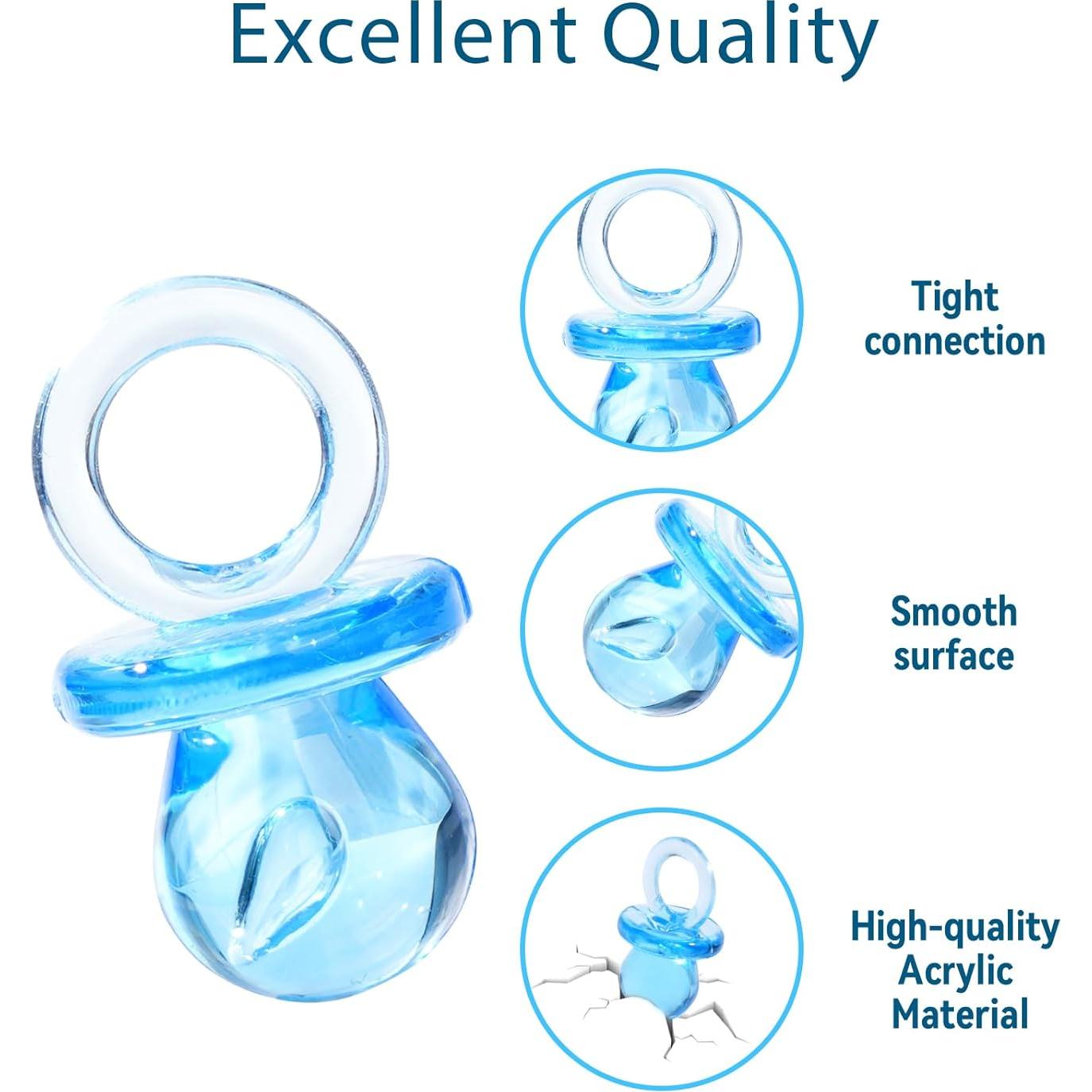 200 Mini Chupetes de Bebé Azul 2.18 cm Decoración Fiesta