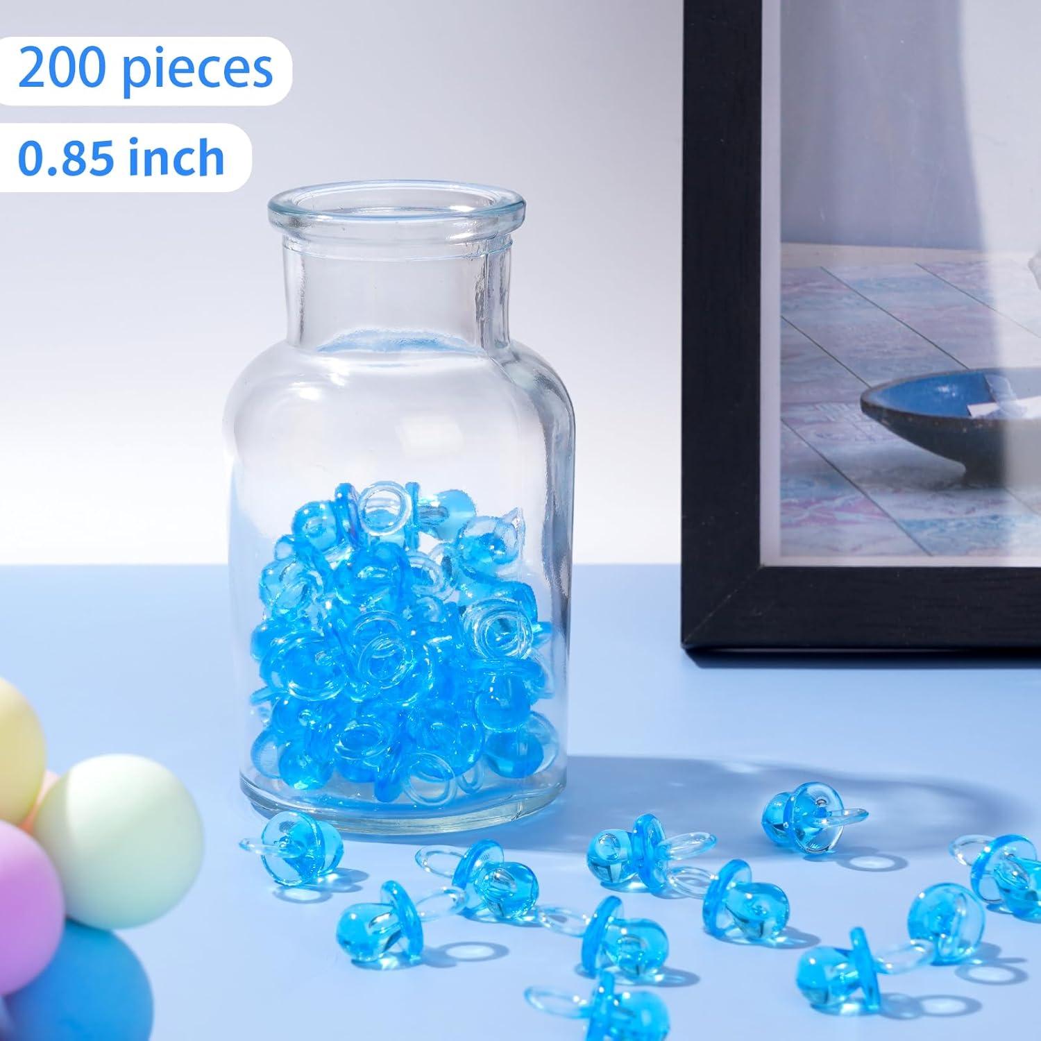 200 Mini Chupetes de Bebé Azul 2.18 cm Decoración Fiesta