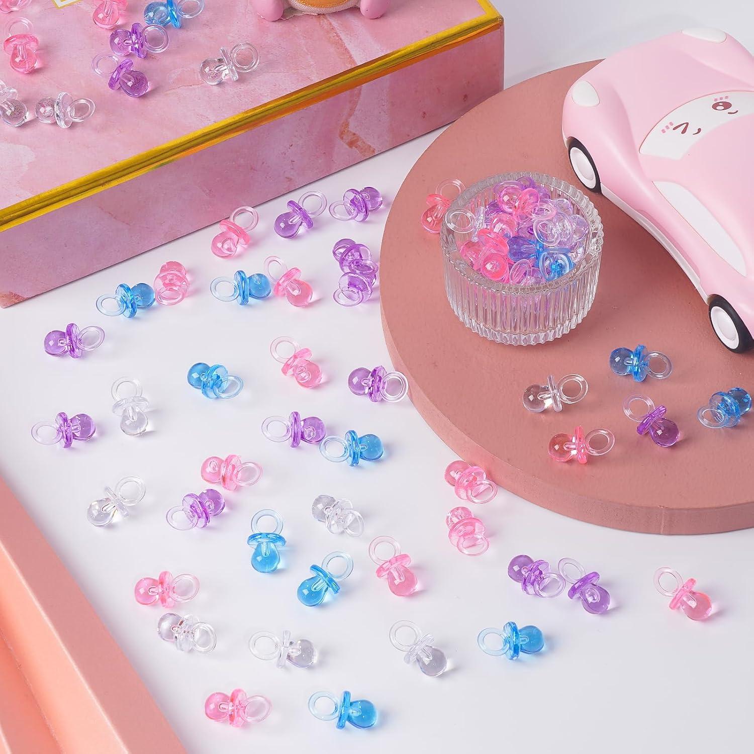 200 Mini Chupetes de Bebé Azul 2.18 cm Decoración Fiesta