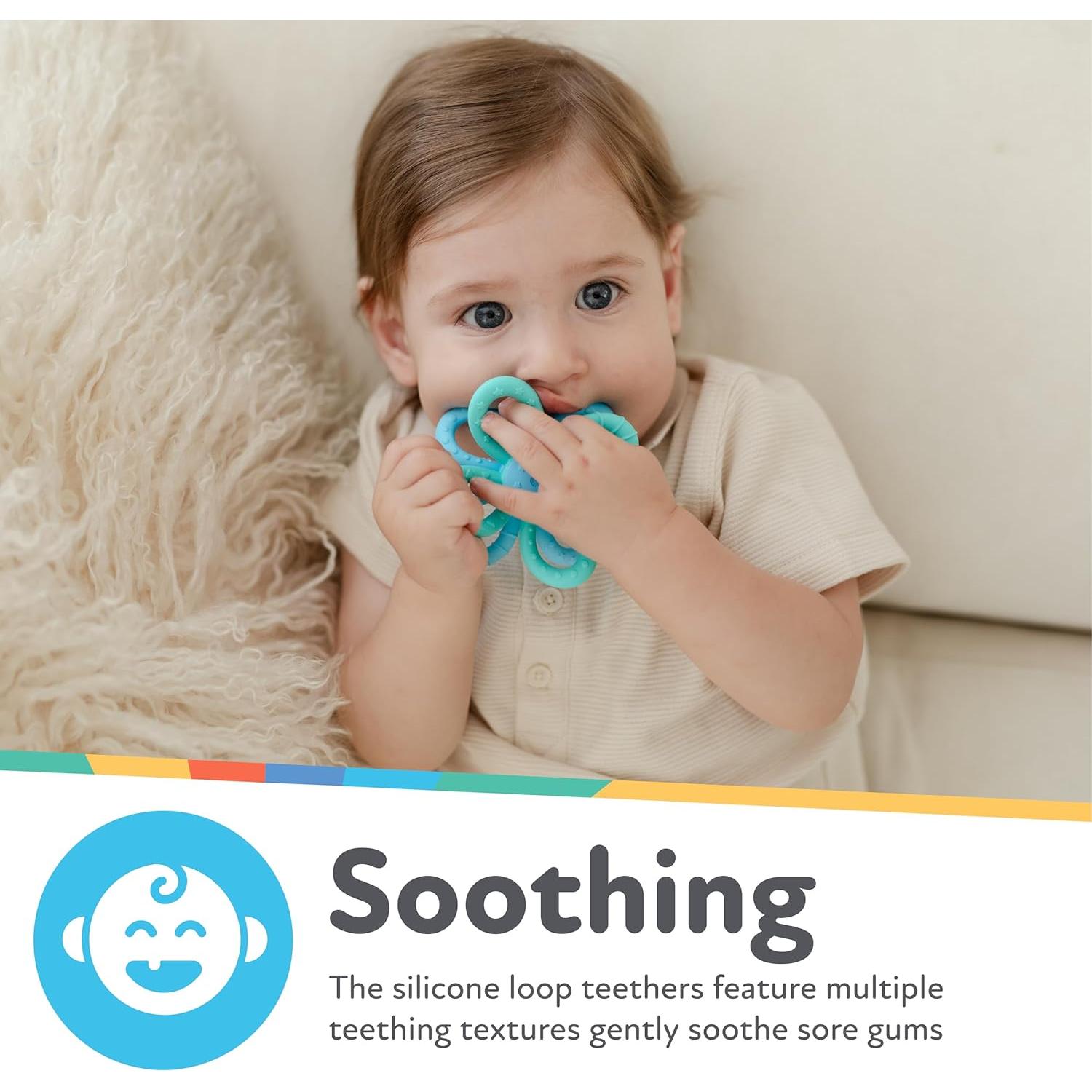 Mordedor Nuby Fun Loops Silicona Suave Flor 3+ Meses