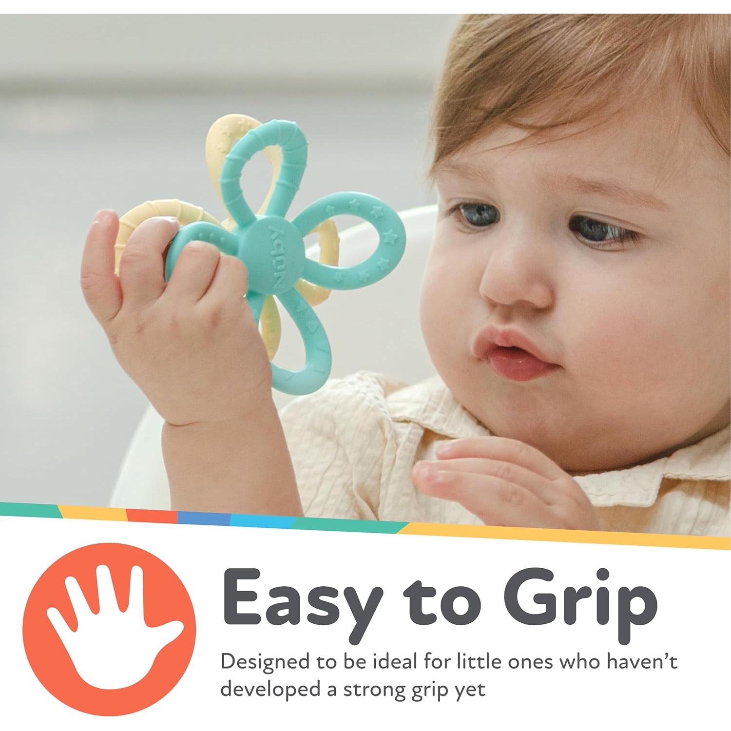 Mordedor Nuby Fun Loops Silicona Suave Flor 3+ Meses