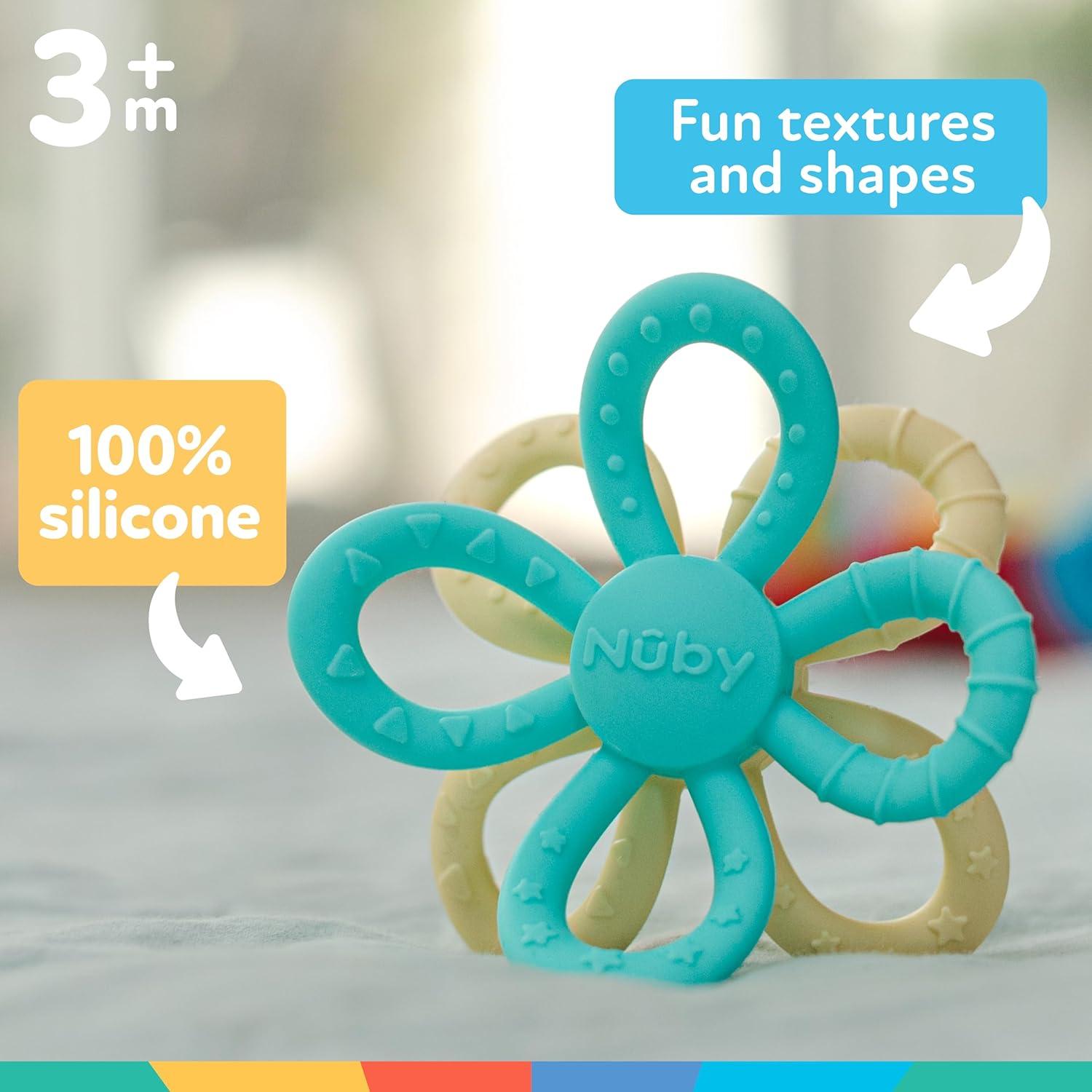 Mordedor Nuby Fun Loops Silicona Suave Flor 3+ Meses