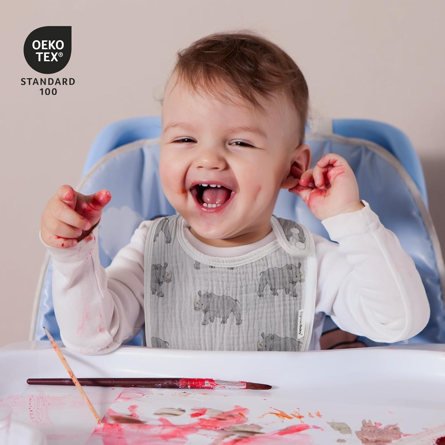 Baberos de Muselina Orgánica Egmao 5 Piezas para Bebés