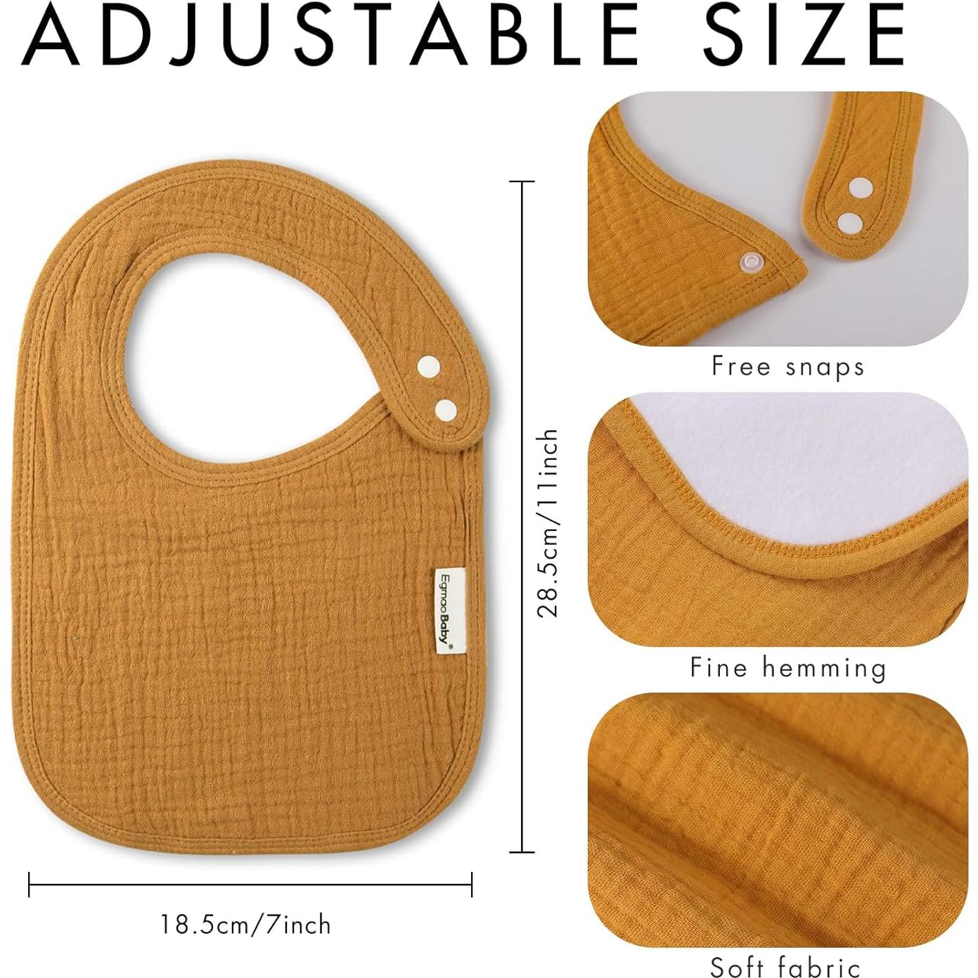 Baberos de Muselina Orgánica Egmao 5 Piezas para Bebés