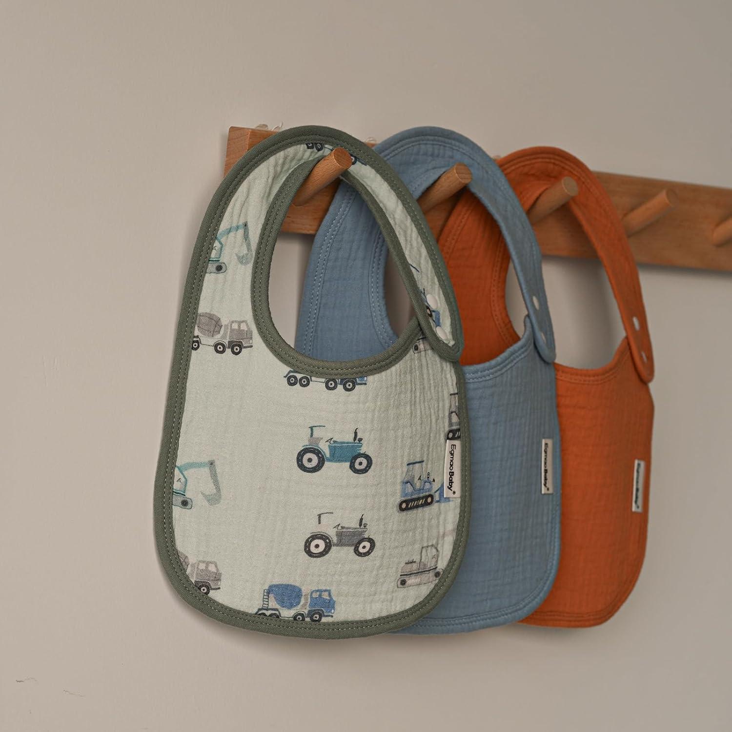 Baberos de Muselina Orgánica Egmao 5 Piezas para Bebés