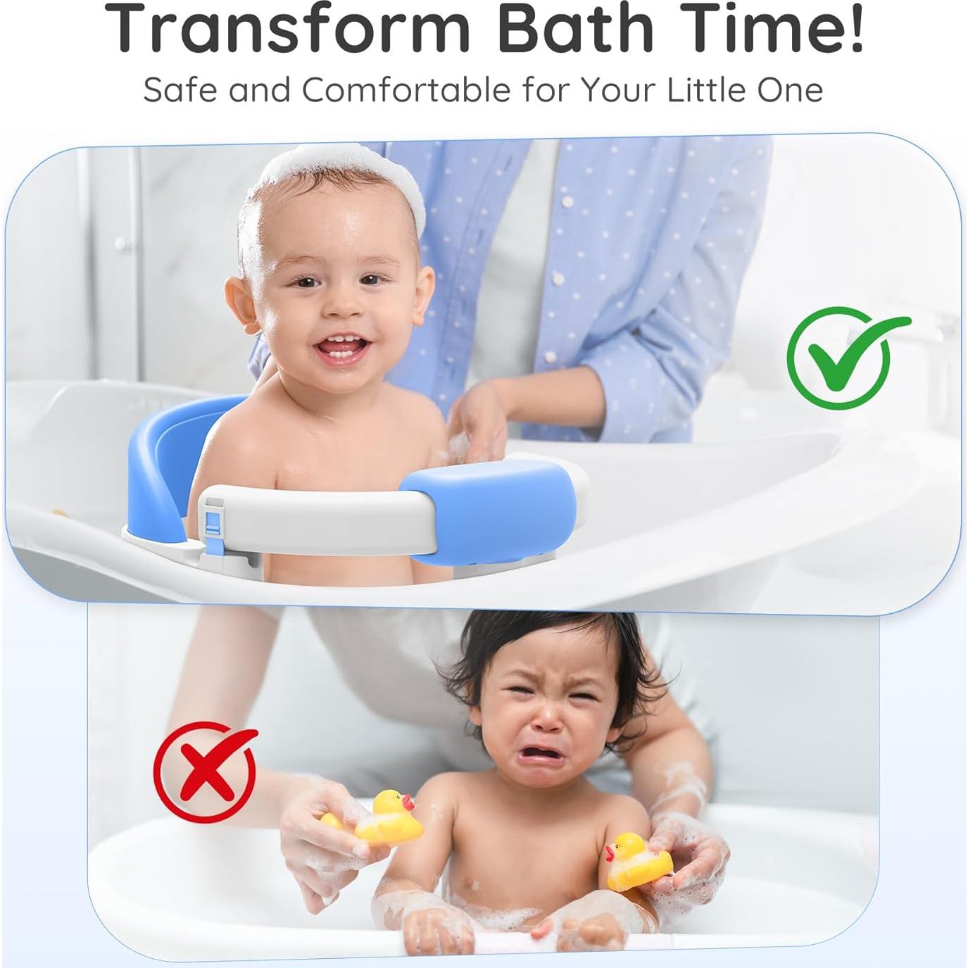 Asiento de Baño para Bebés Azul - Con Ventosas y Soporte 360°