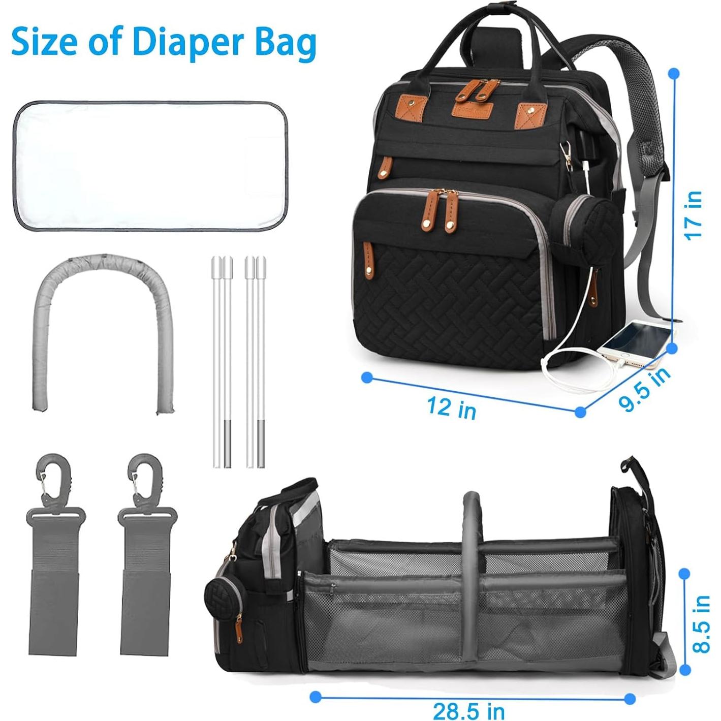 Mochila para Pañales Jeryswet Impermeable con Estación de Cambio