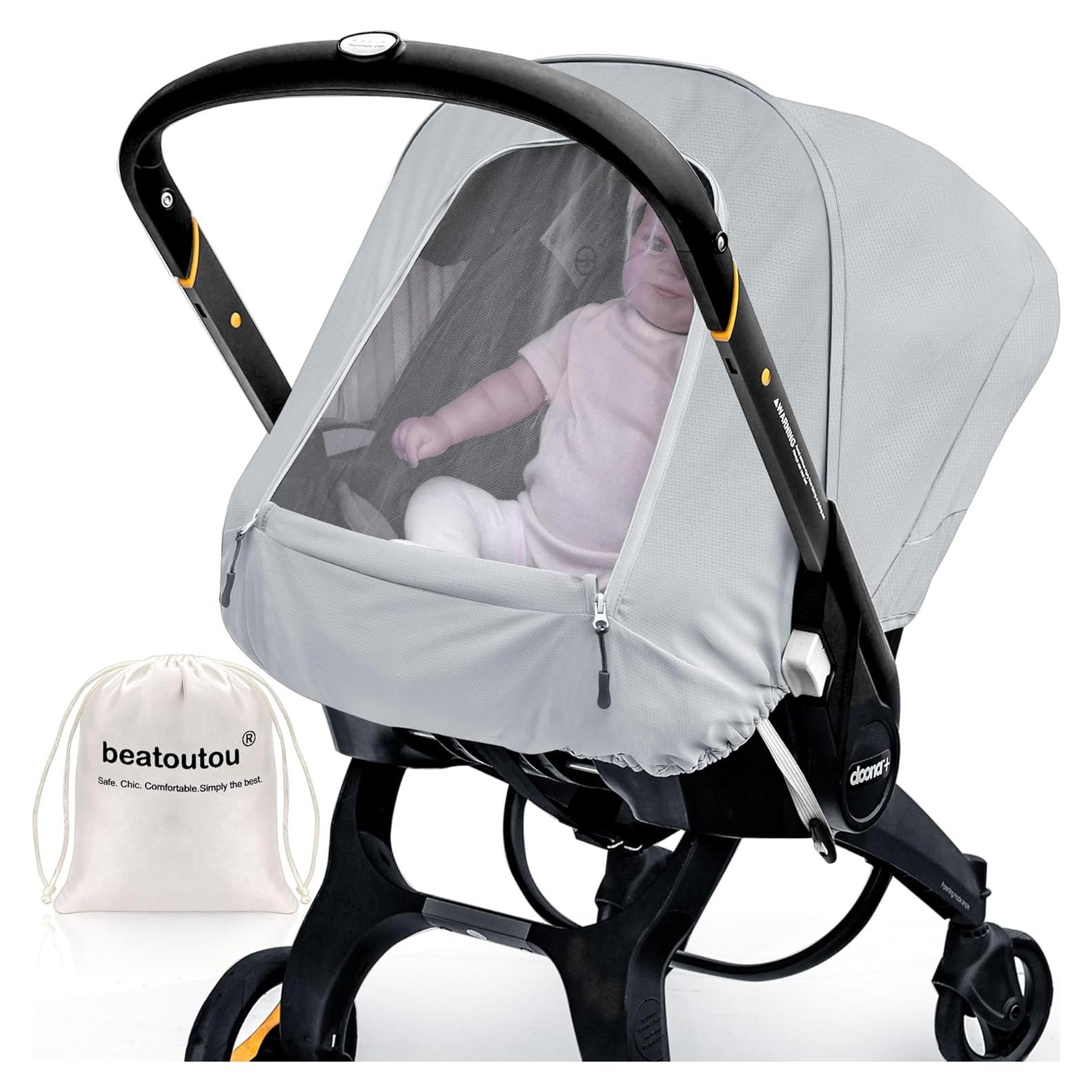 Summer Baby Car Seat Cover Compatible with Doona Car Seat and Stroller,Breathable Sunproof Car Seat Canopy for Boys & Girls,Suitable for Spring/Summer/Autumn Use (Gray)