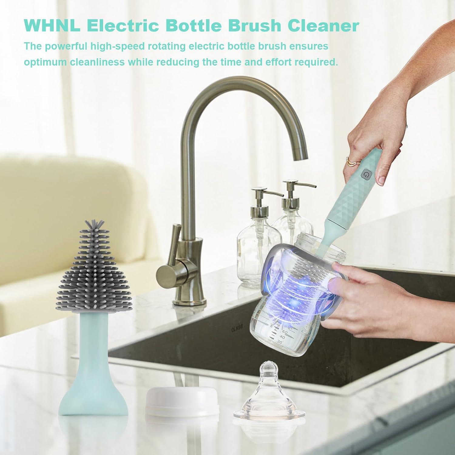 Cepillo Eléctrico para Botellas WHNL - Set 4 Piezas Azul