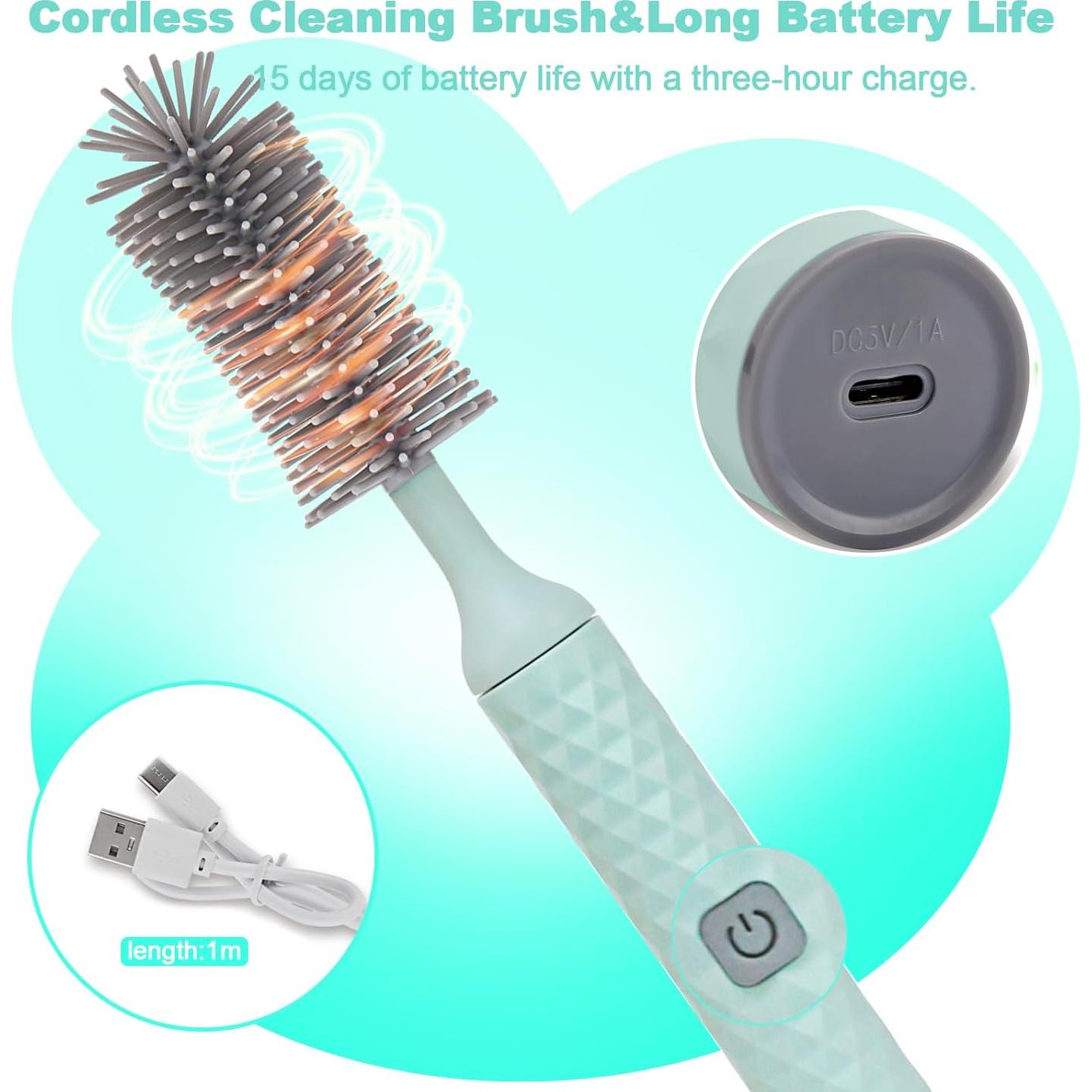 Cepillo Eléctrico para Botellas WHNL - Set 4 Piezas Azul