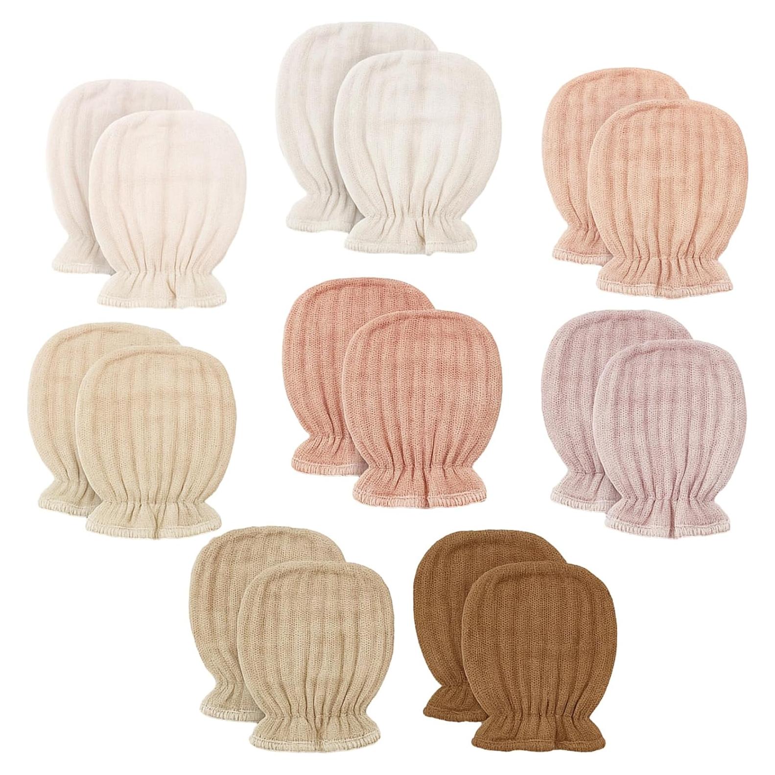 8 Pares Manoplas de Muselina para Bebés 0-6 Meses Algodón