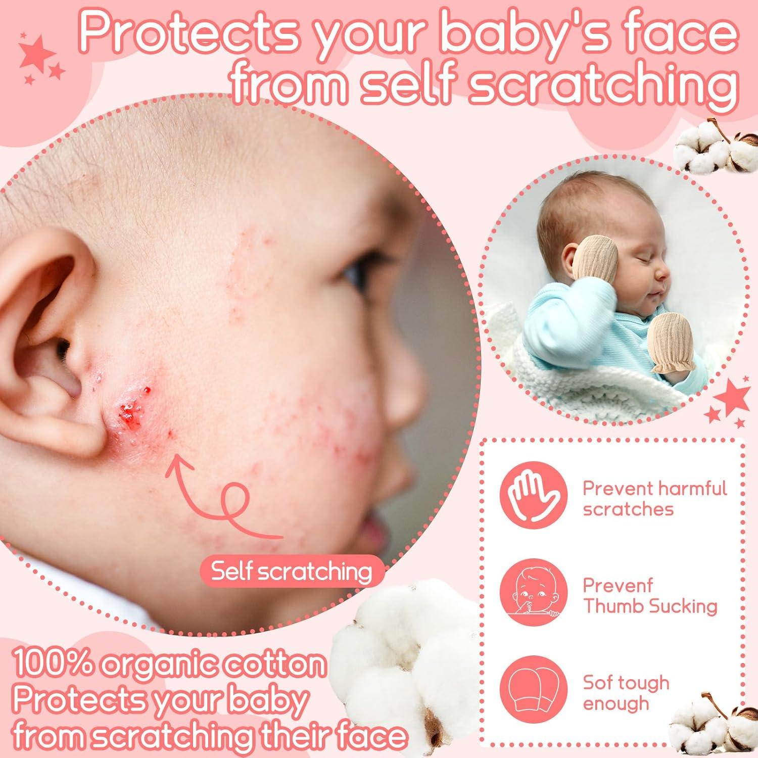 8 Pares Manoplas de Muselina para Bebés 0-6 Meses Algodón