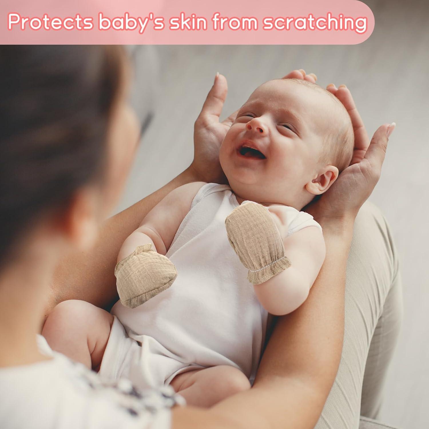 8 Pares Manoplas de Muselina para Bebés 0-6 Meses Algodón