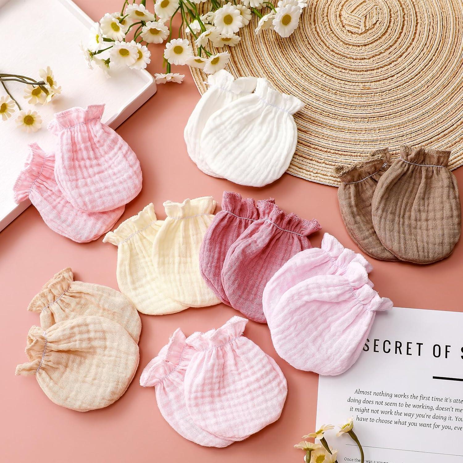 8 Pares Manoplas de Muselina para Bebés 0-6 Meses Algodón