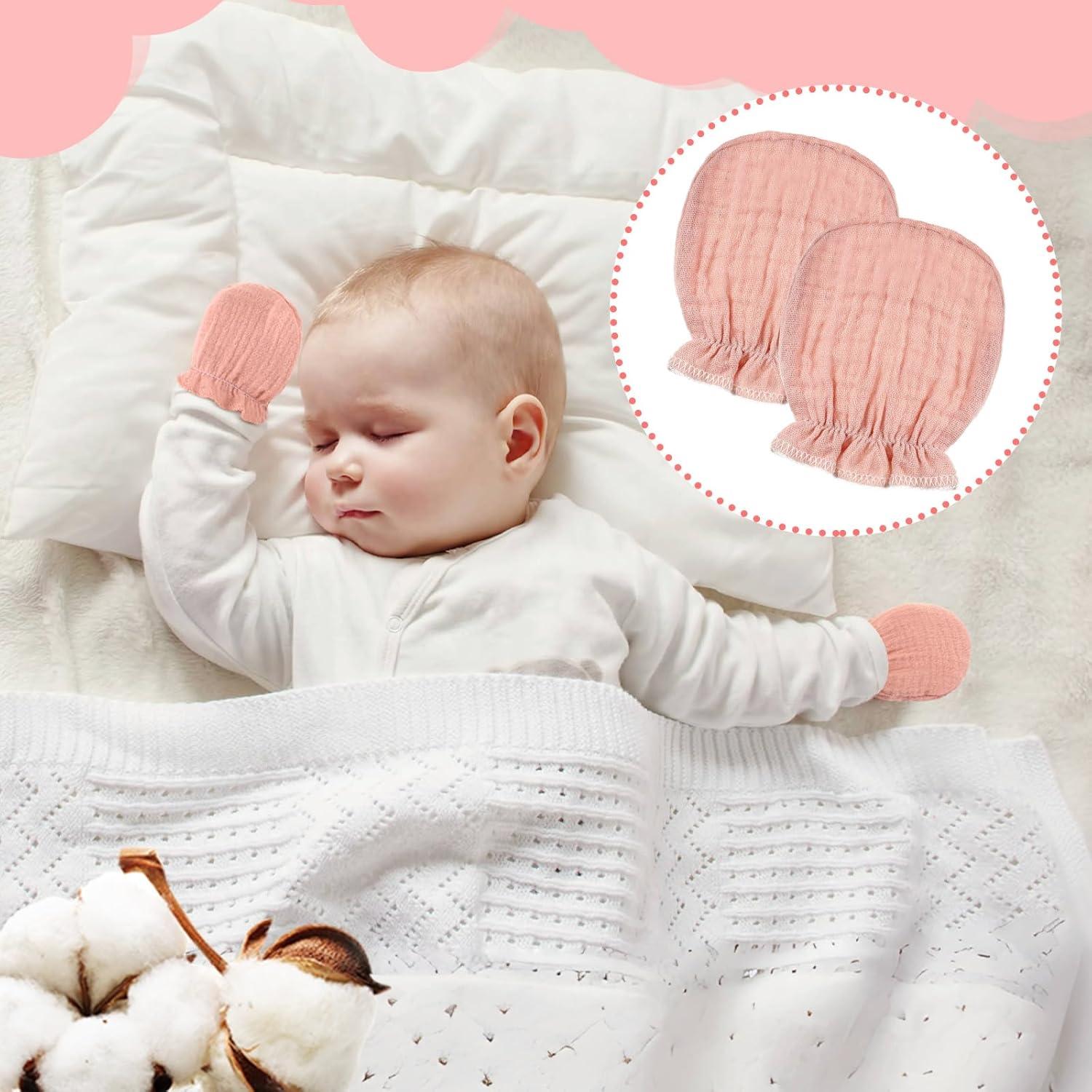 8 Pares Manoplas de Muselina para Bebés 0-6 Meses Algodón