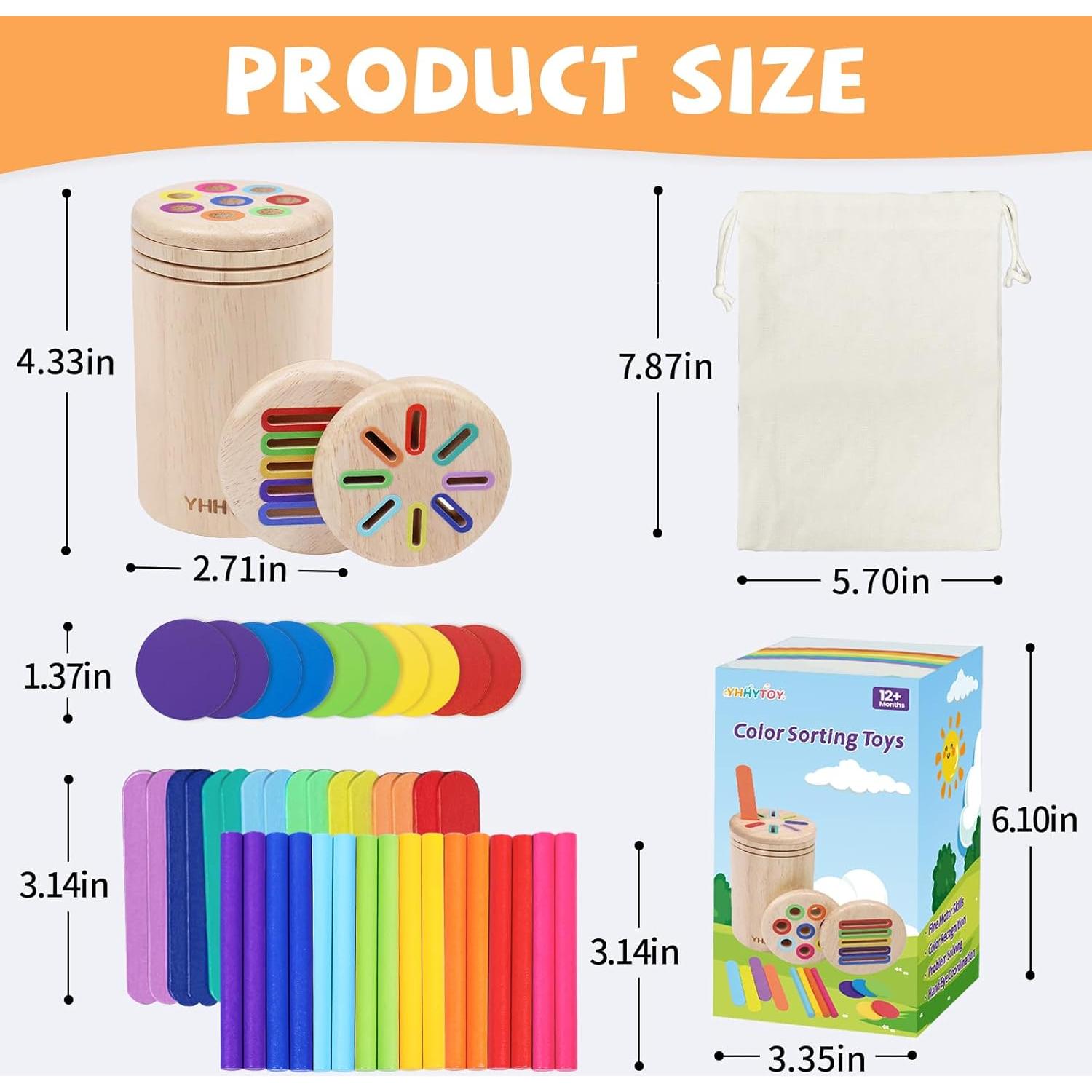 Juguete Montessori YHHYTOY 3 en 1 Clasificación de Colores