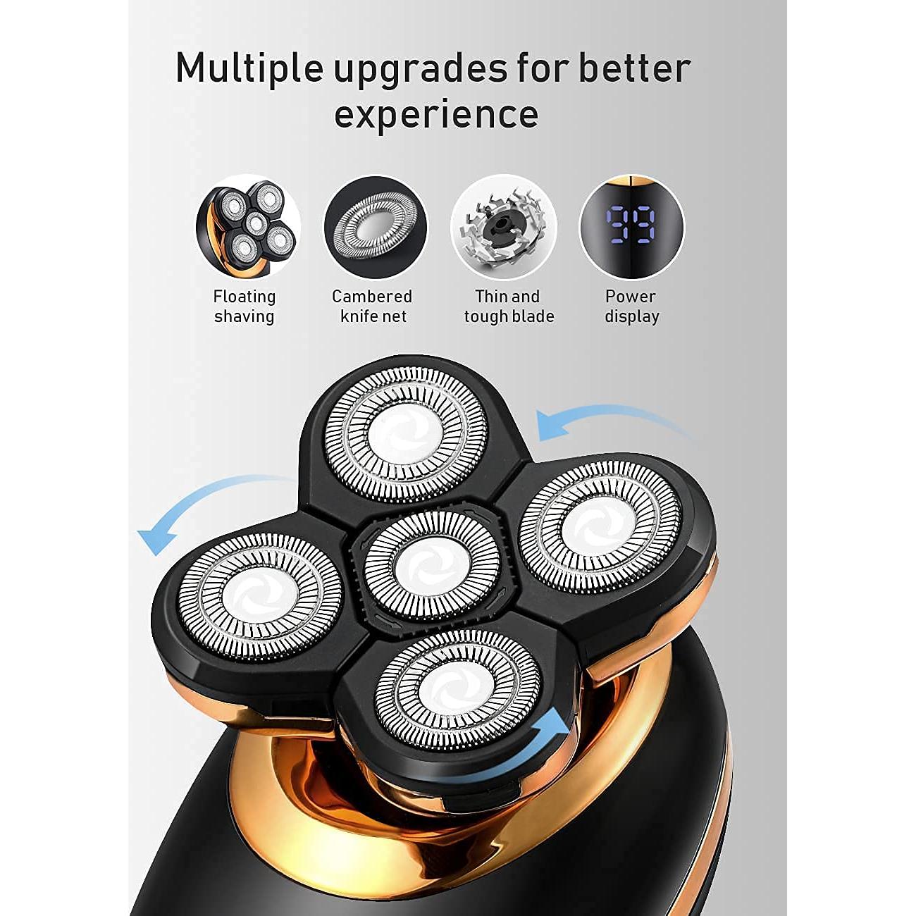 Afeitadora eléctrica 5 en 1 Dghvin Oro 5D recargable USB