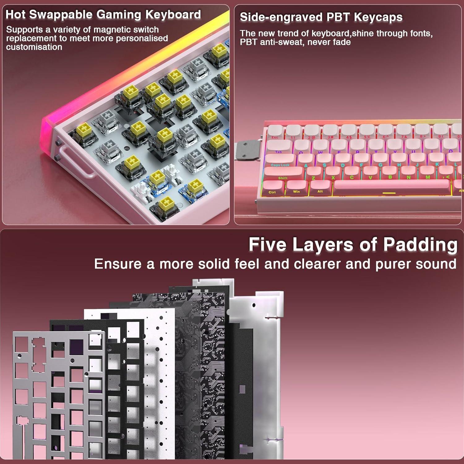 Teclado Gaming AULA HERO 68HE 60% Con Cable RGB PBT