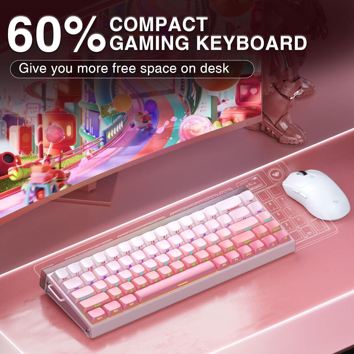 Teclado Gaming AULA HERO 68HE 60% Con Cable RGB PBT