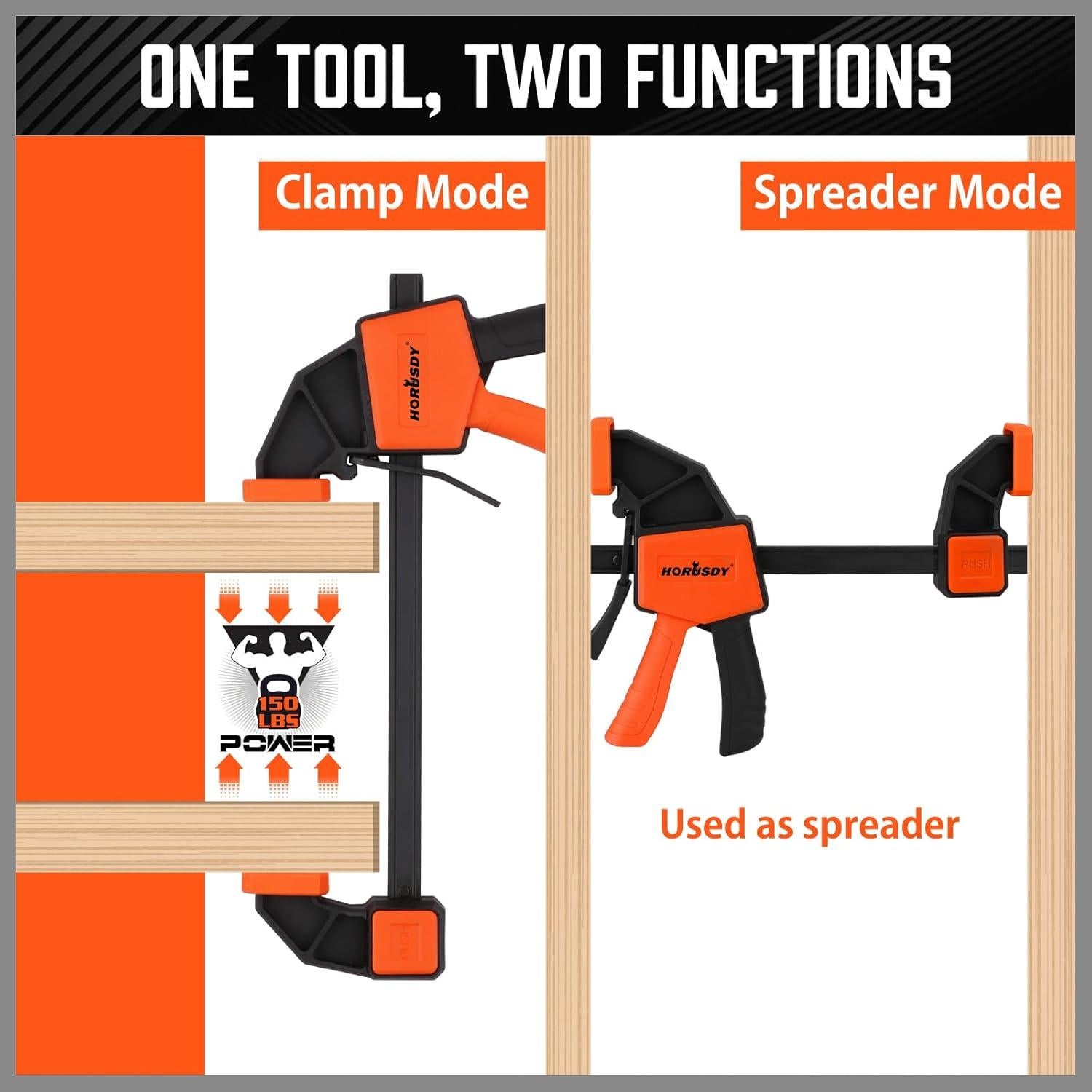 Abrazaderas de Barra 6" HORUSDY - Paquete de 2, Alta Resistencia