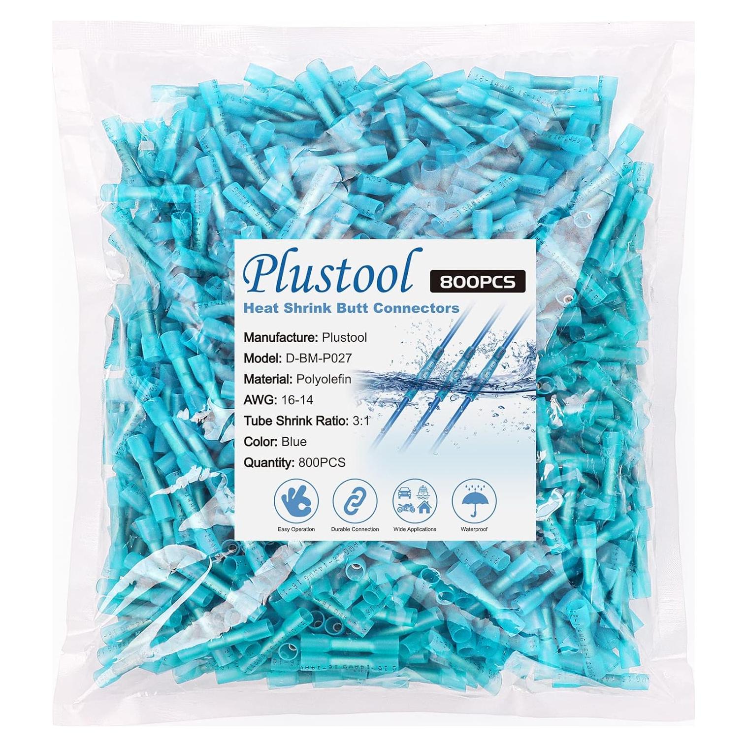 800 Conectores Termocontraíbles Plustool AWG16-14 Azules
