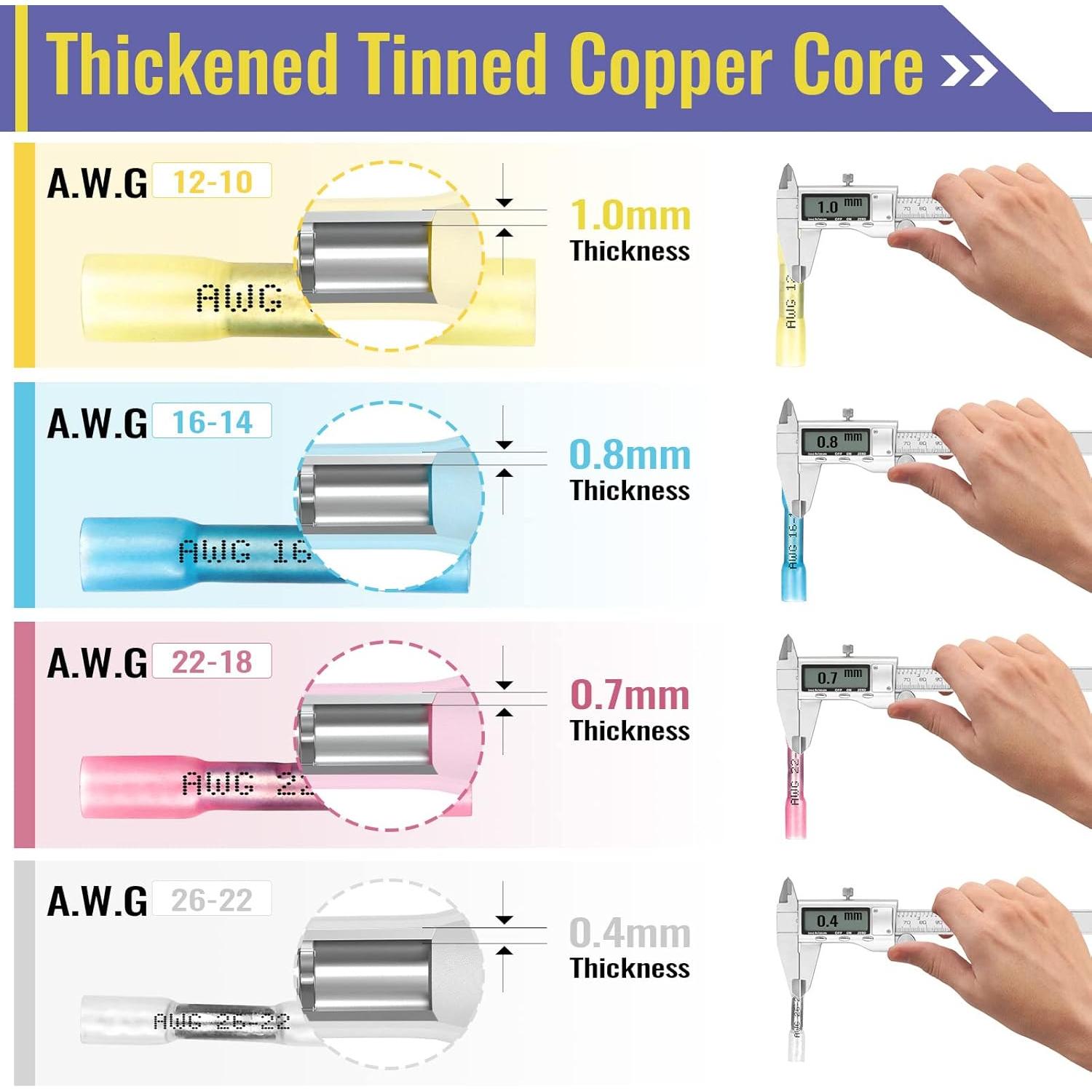 800 Conectores Termocontraíbles Plustool AWG16-14 Azules
