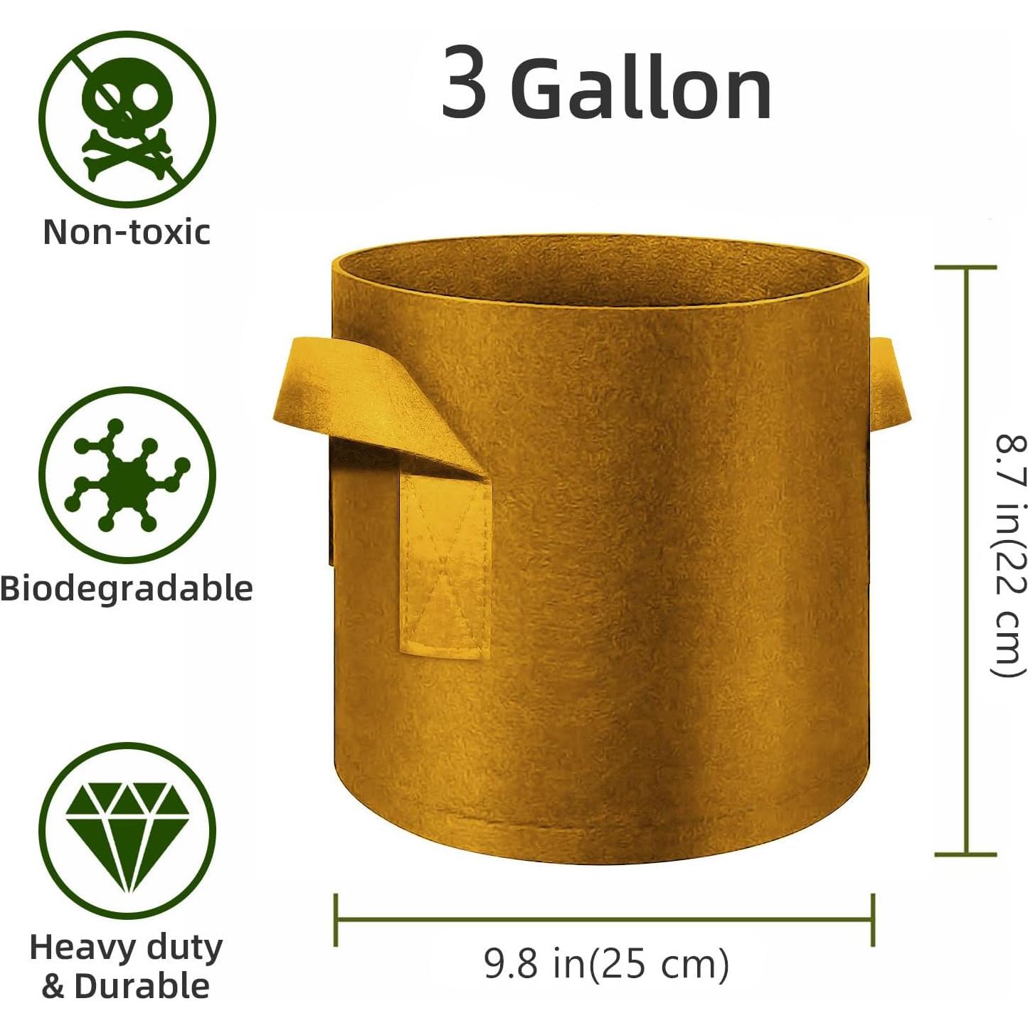 Paquete de 12 bolsas de cultivo WHATWEARS 3 Galones Marrón