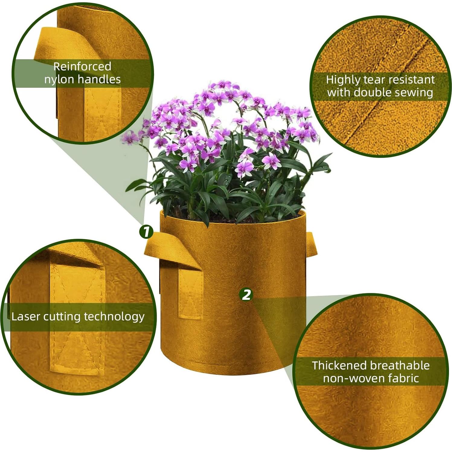 Paquete de 12 bolsas de cultivo WHATWEARS 3 Galones Marrón