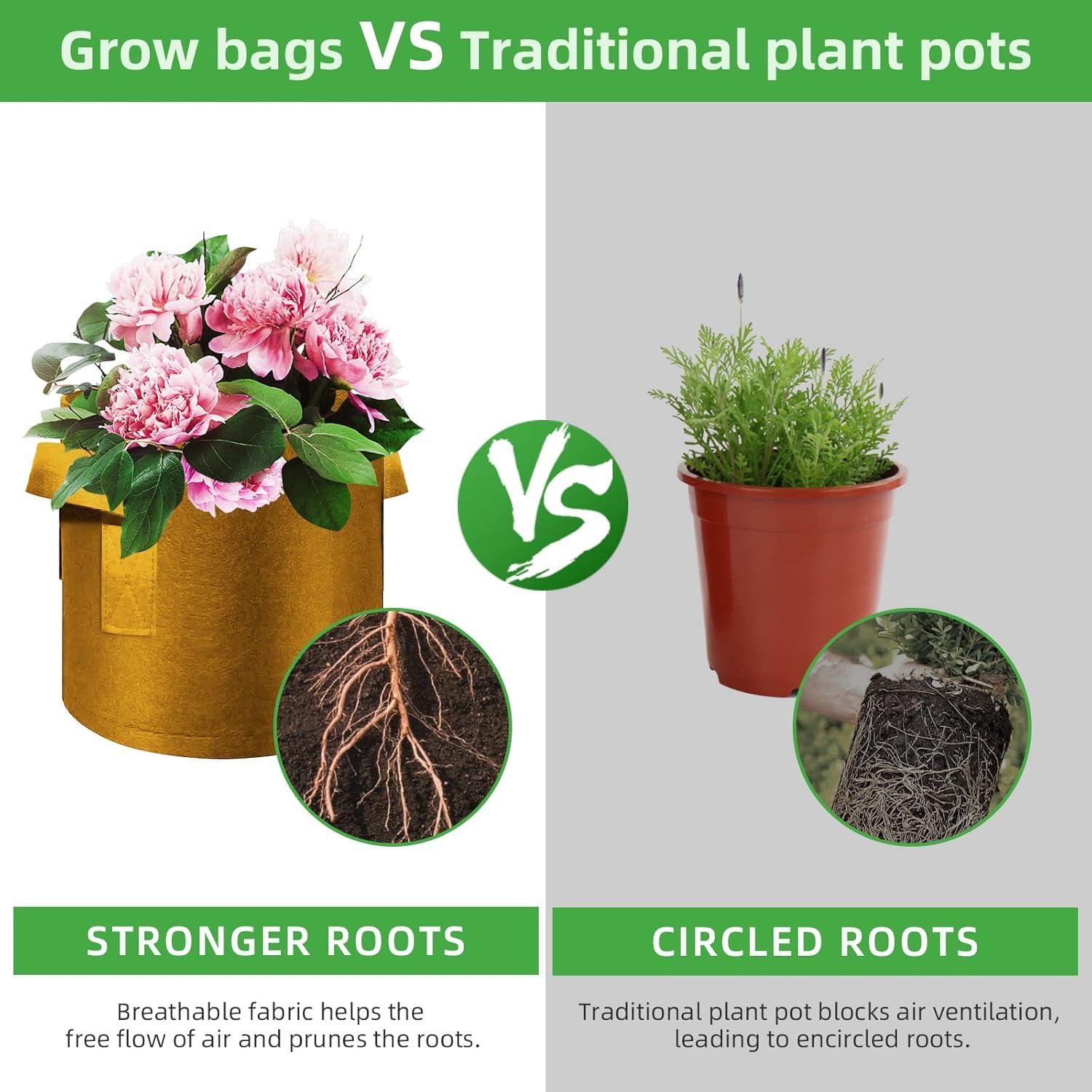 Paquete de 12 bolsas de cultivo WHATWEARS 3 Galones Marrón