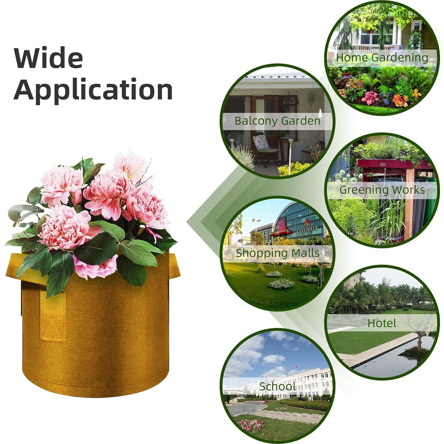 Paquete de 12 bolsas de cultivo WHATWEARS 3 Galones Marrón