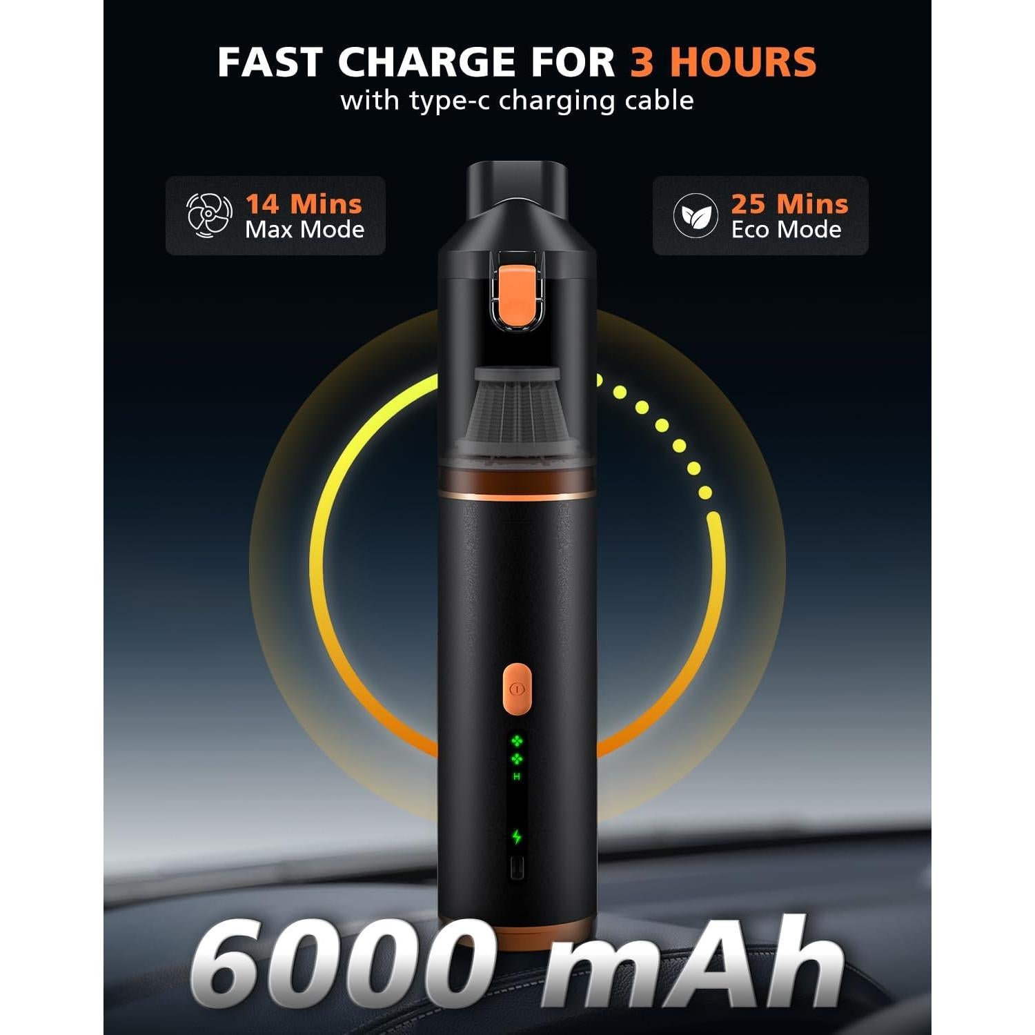 Aspiradora de Coche Portátil NOVARHOME VAC103 16000Pa Inalámbrica