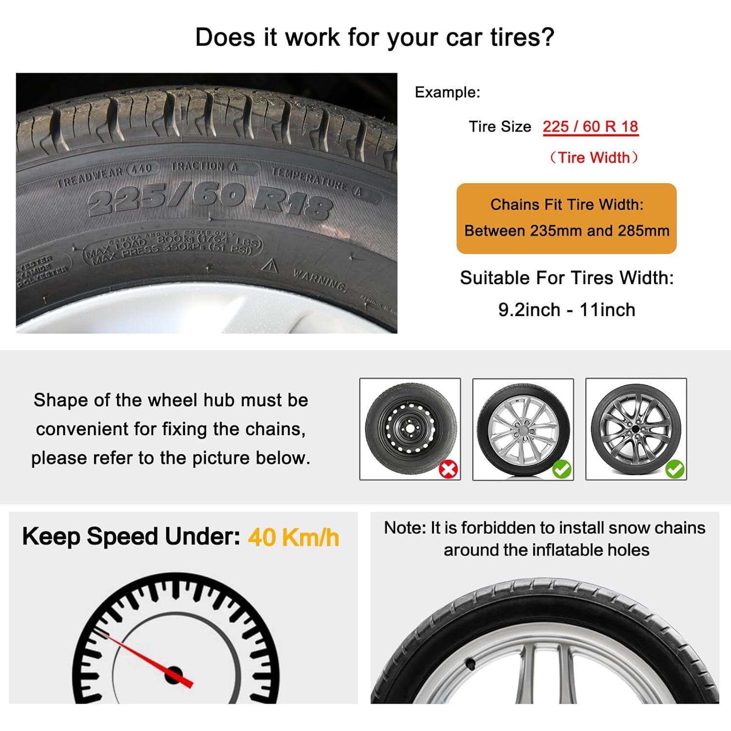 Cadenas de Nieve SENWELL-KA para Neumáticos 235-285mm