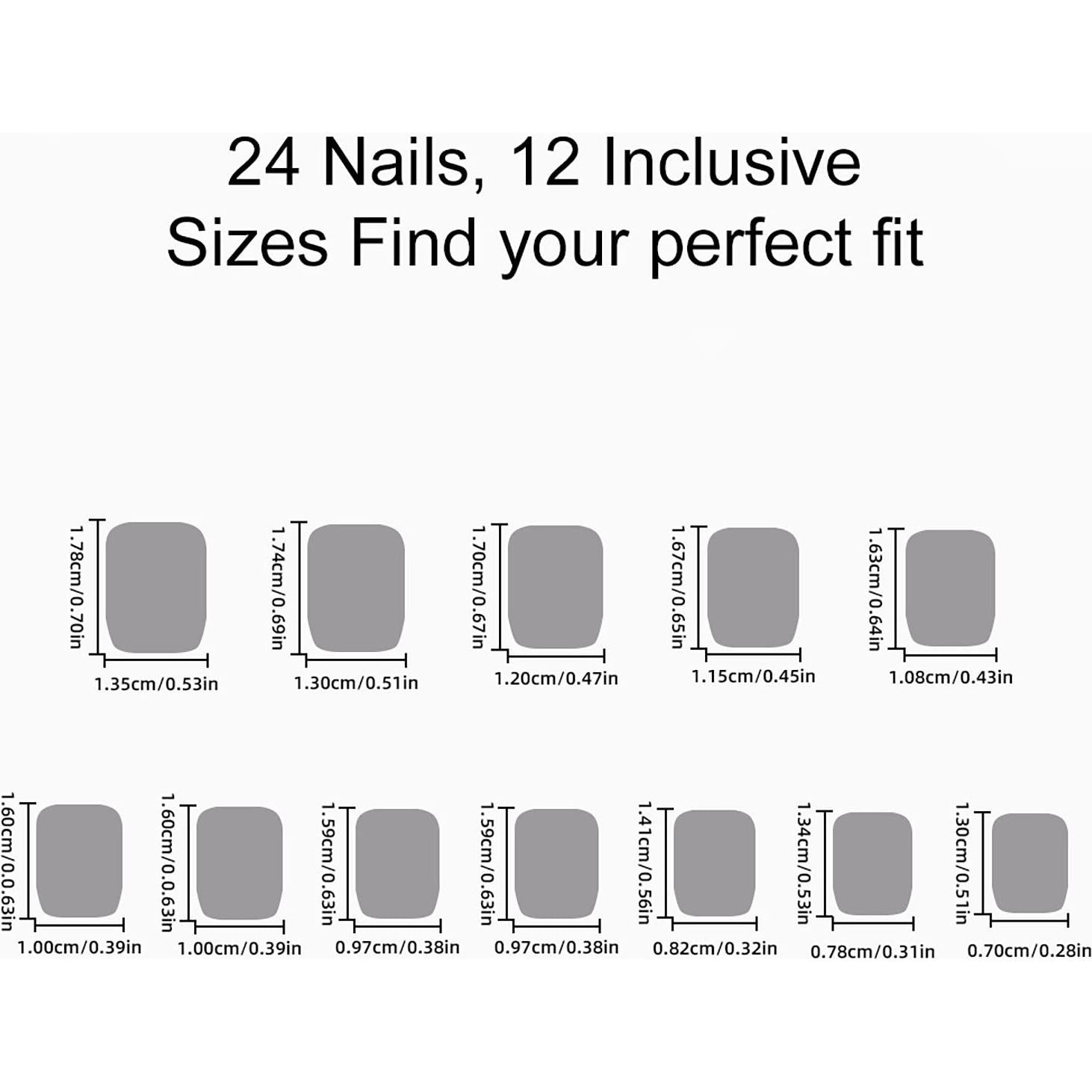 24 Uñas Postizas Negras Acrílicas Brillantes RIIICFDD