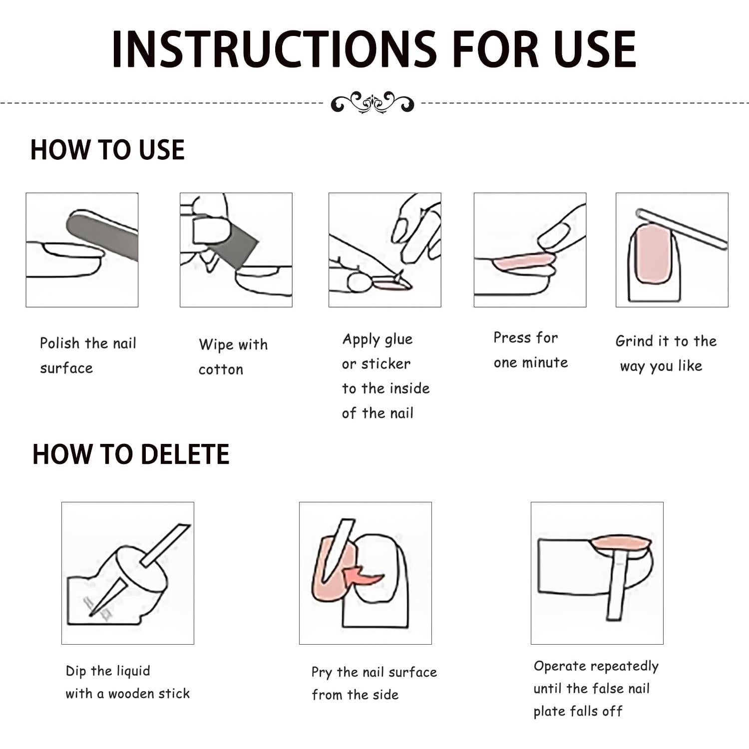 24 Uñas Postizas Negras Acrílicas Brillantes RIIICFDD