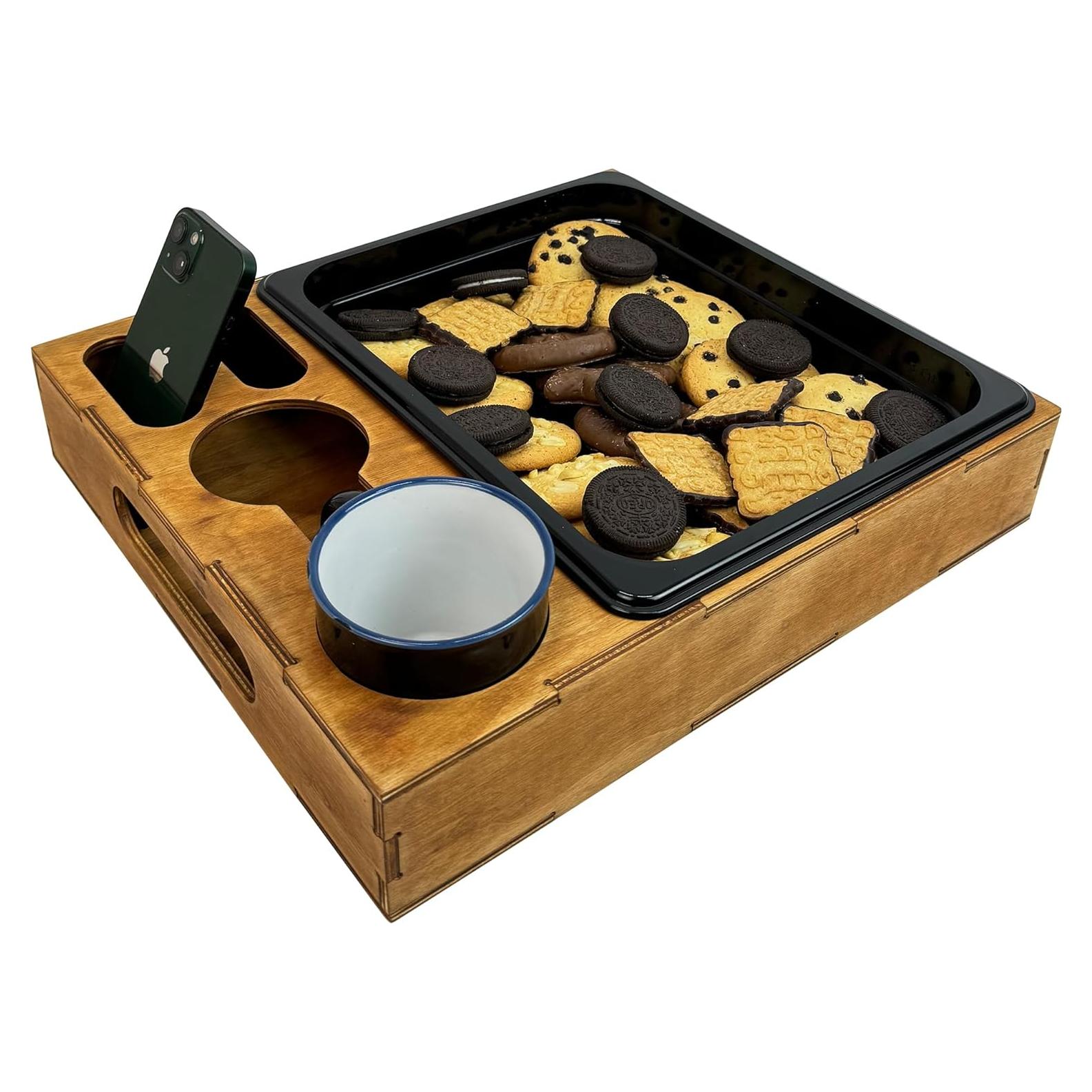 Bandeja de Madera Rústica Rostmarygift con Soporte para Tazas