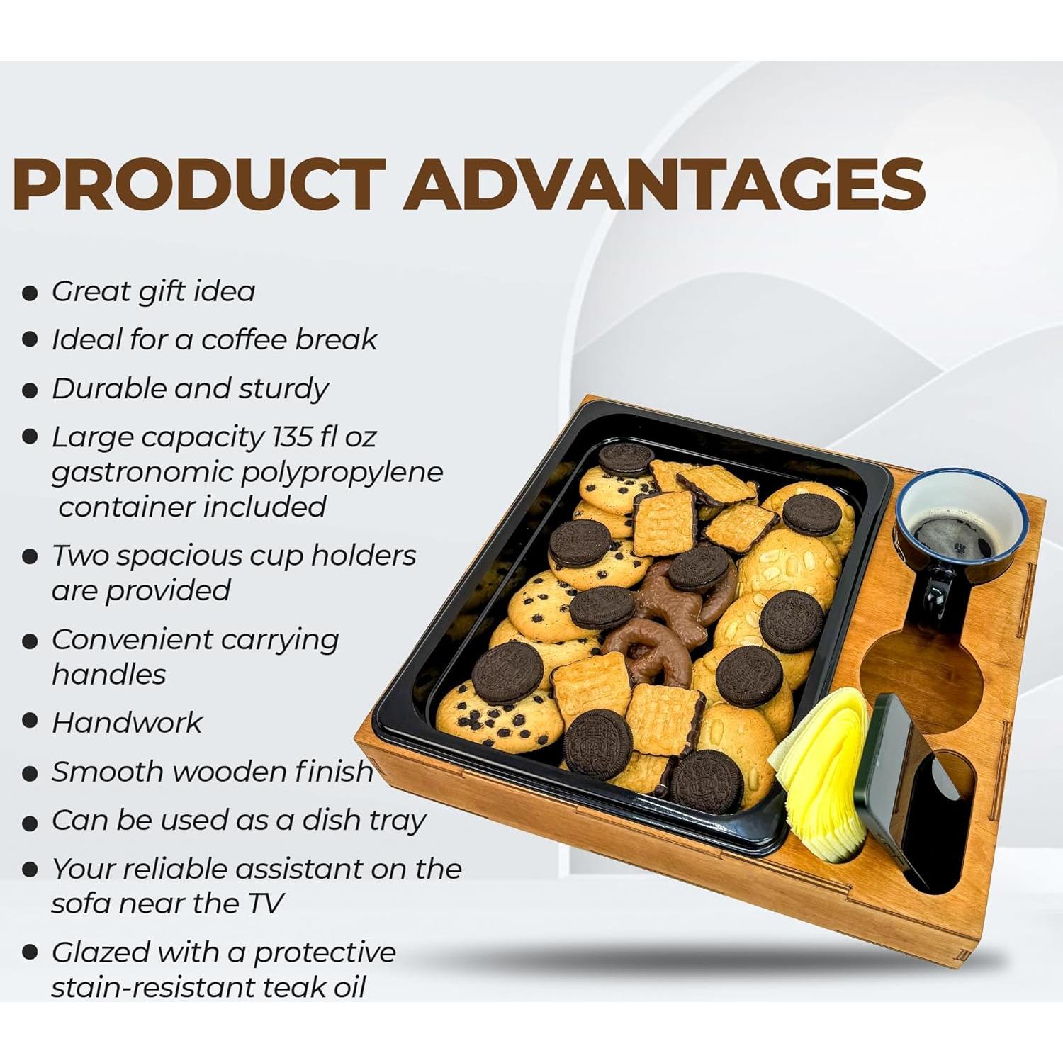 Bandeja de Madera Rústica Rostmarygift con Soporte para Tazas