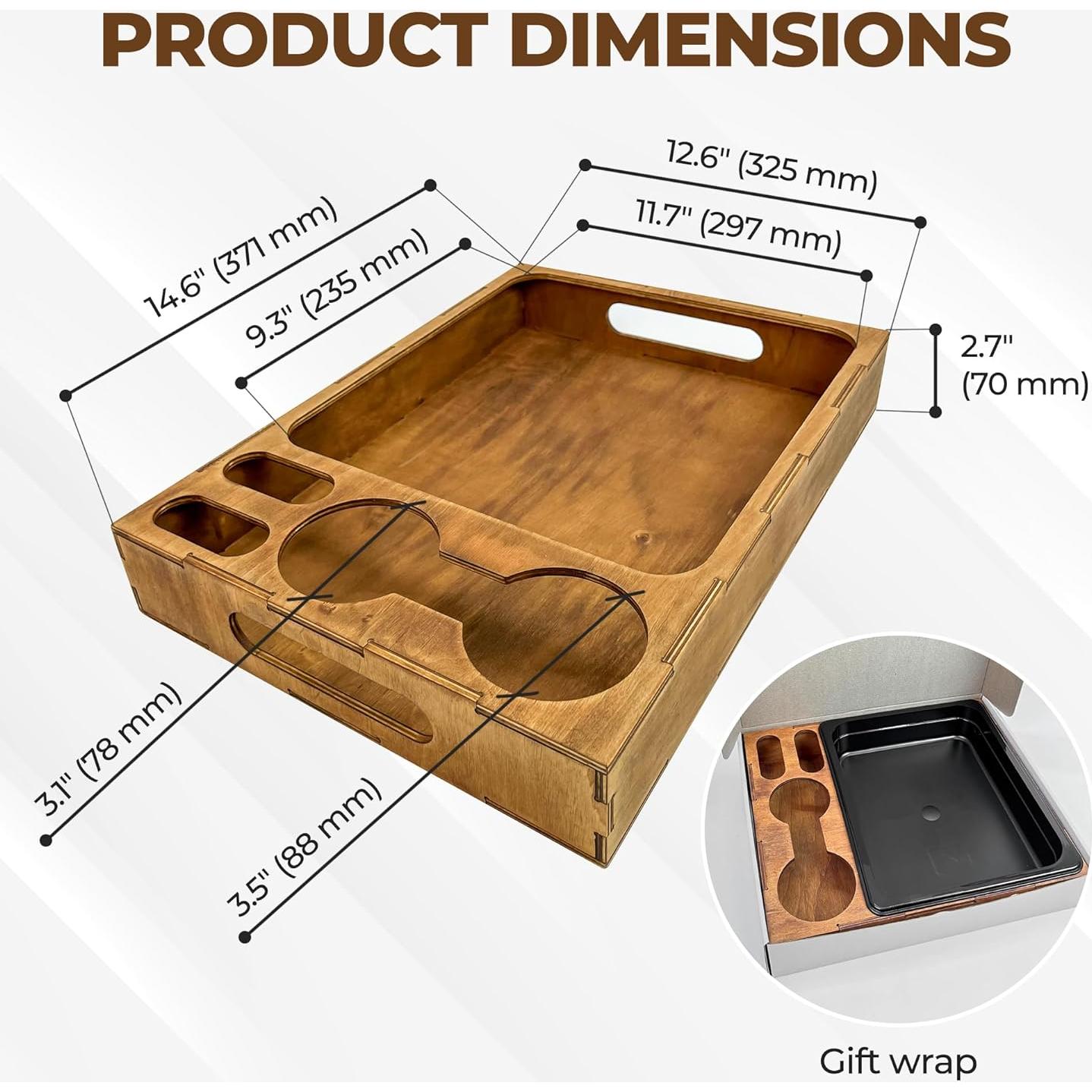 Bandeja de Madera Rústica Rostmarygift con Soporte para Tazas