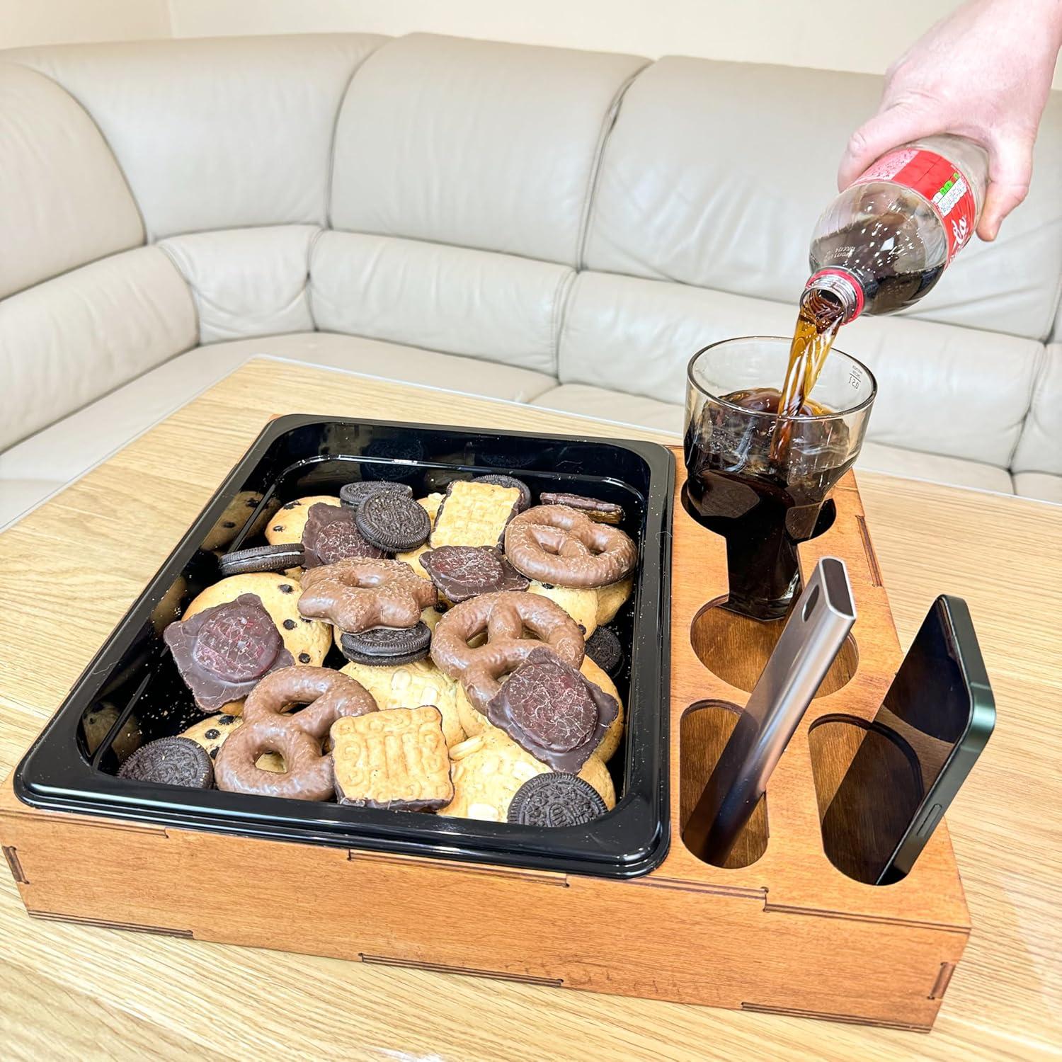 Bandeja de Madera Rústica Rostmarygift con Soporte para Tazas