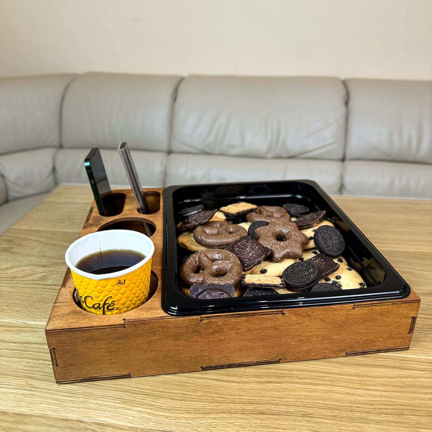 Bandeja de Madera Rústica Rostmarygift con Soporte para Tazas