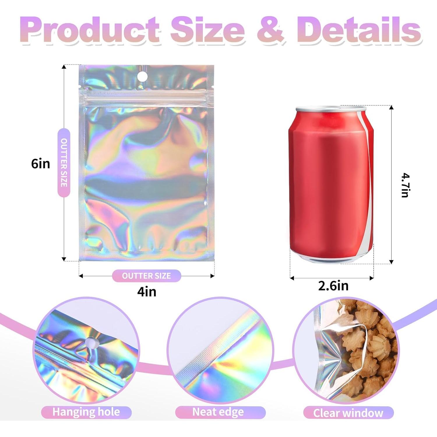 Bolsas Mylar Holográficas 4x6" 120 Pcs NexLevVac Reutilizables