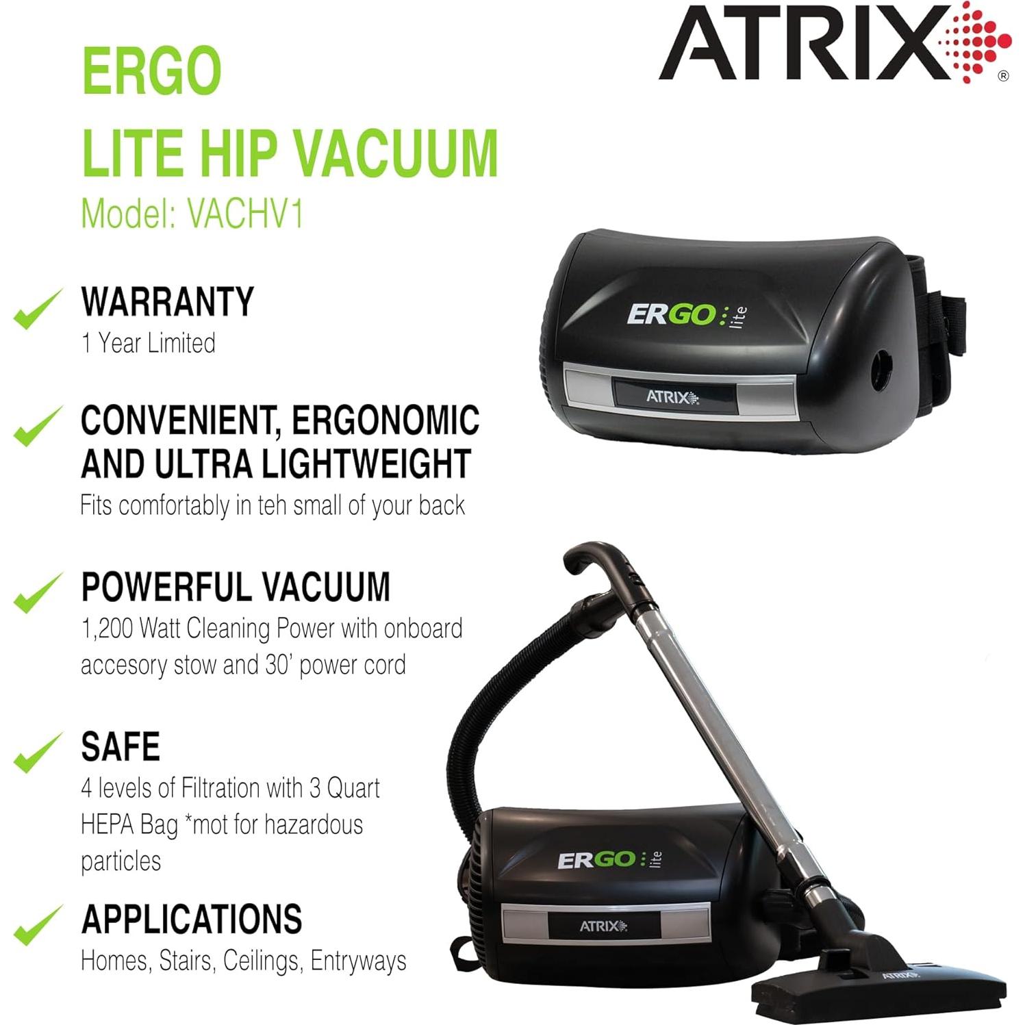 Aspiradora de Cadera Atrix VACHV1 Ergonómica 1200W con Filtro HEPA