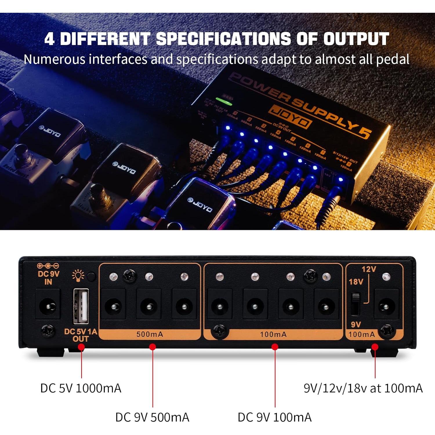 JOYO Fuente de Alimentación Recargable 4400mAh 8 Salidas JP-05