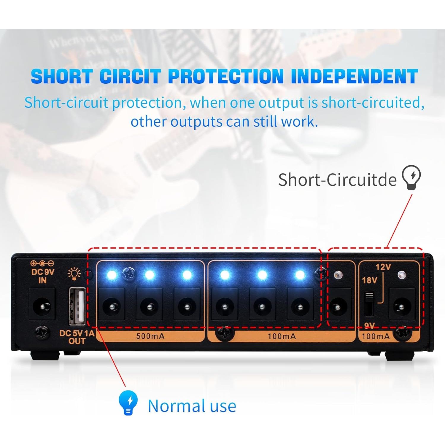 JOYO Fuente de Alimentación Recargable 4400mAh 8 Salidas JP-05