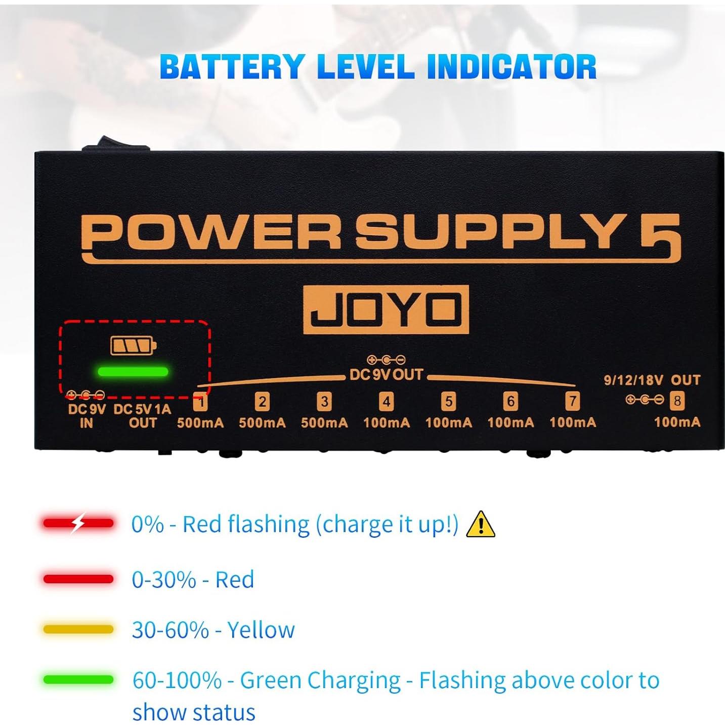 JOYO Fuente de Alimentación Recargable 4400mAh 8 Salidas JP-05