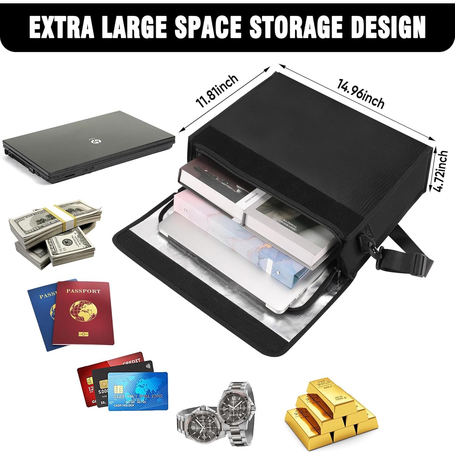 Caja de Documentos a Prueba de Fuego Wilmuz 37.8x29.9cm Negra