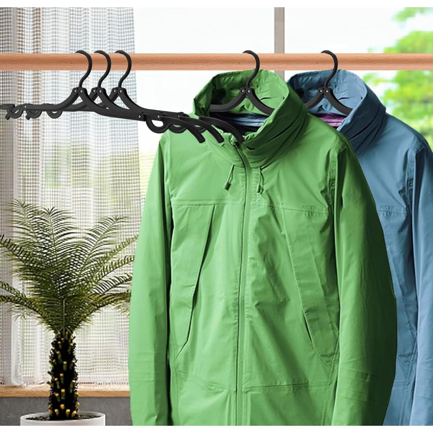 20 Perchas de Viaje Plegables FlyNautics Negras para Ropa