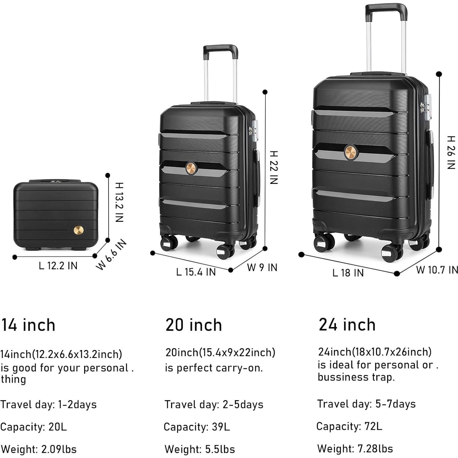 Conjunto de Equipaje Somago 3 Piezas Maletas 35.6/50.8/61 cm