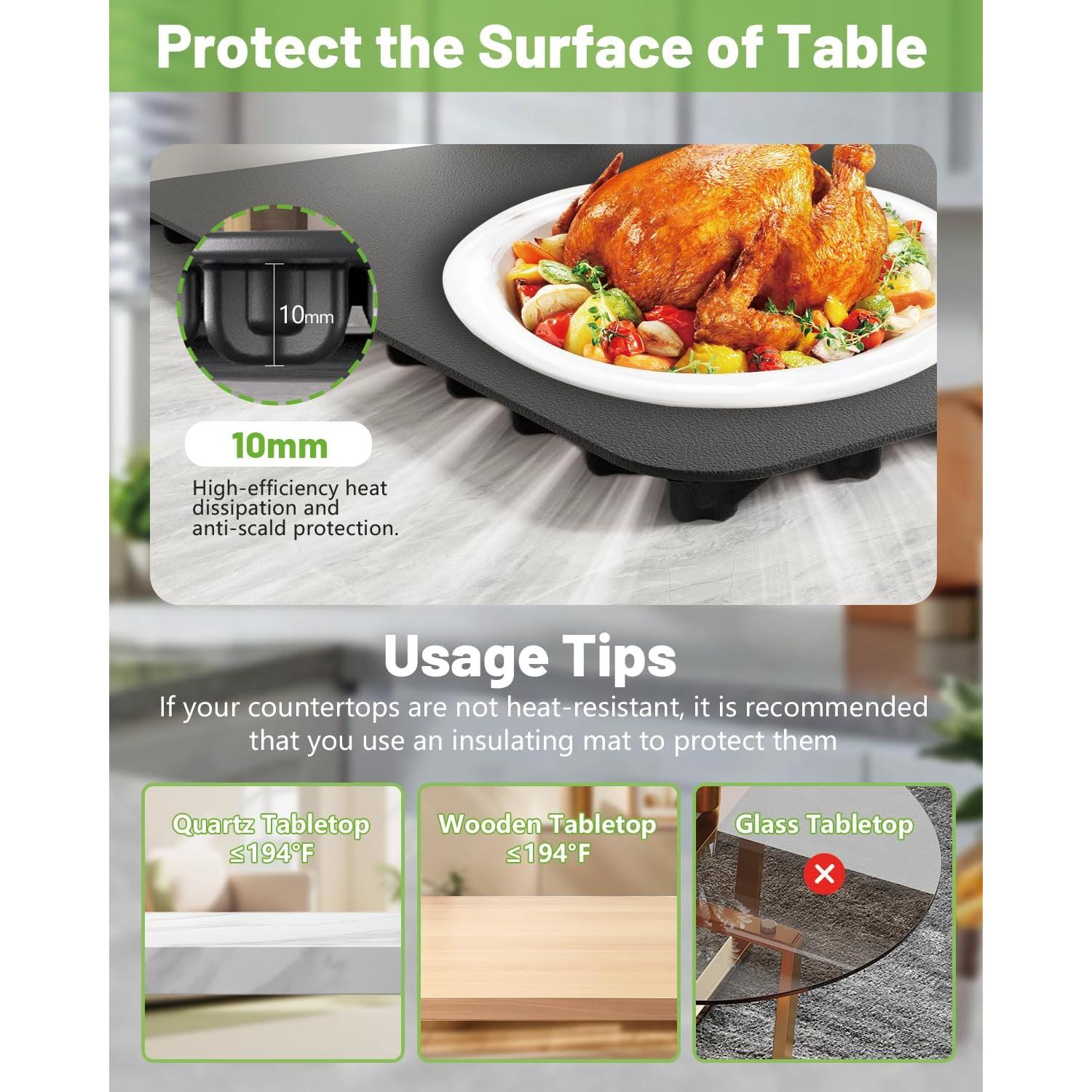 Alfombrilla Calentadora de Comida YTLAD 65x39.5cm 300W Negra