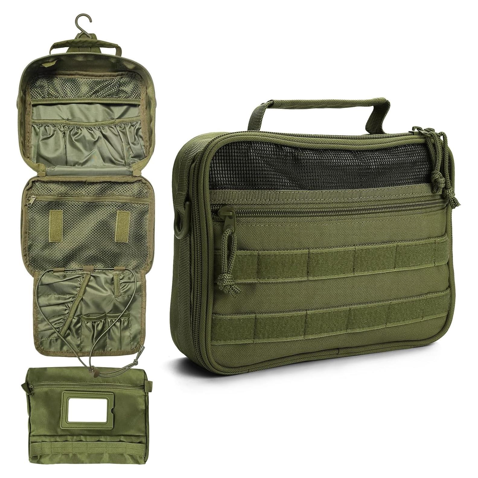 Bolsa de Aseo Colgante SMONT para Hombres Verde Militar 24.1x20.1x6.9 cm