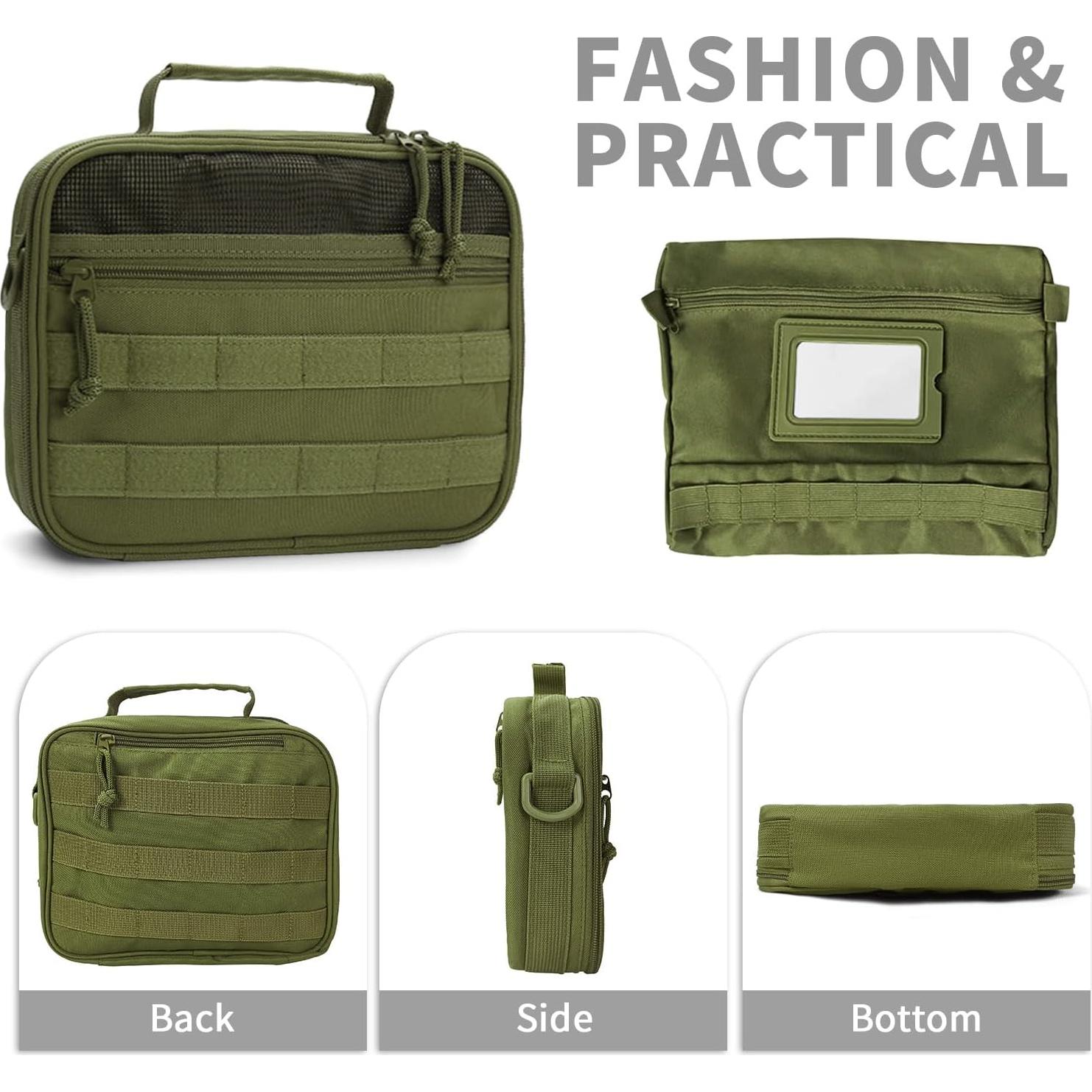 Bolsa de Aseo Colgante SMONT para Hombres Verde Militar 24.1x20.1x6.9 cm